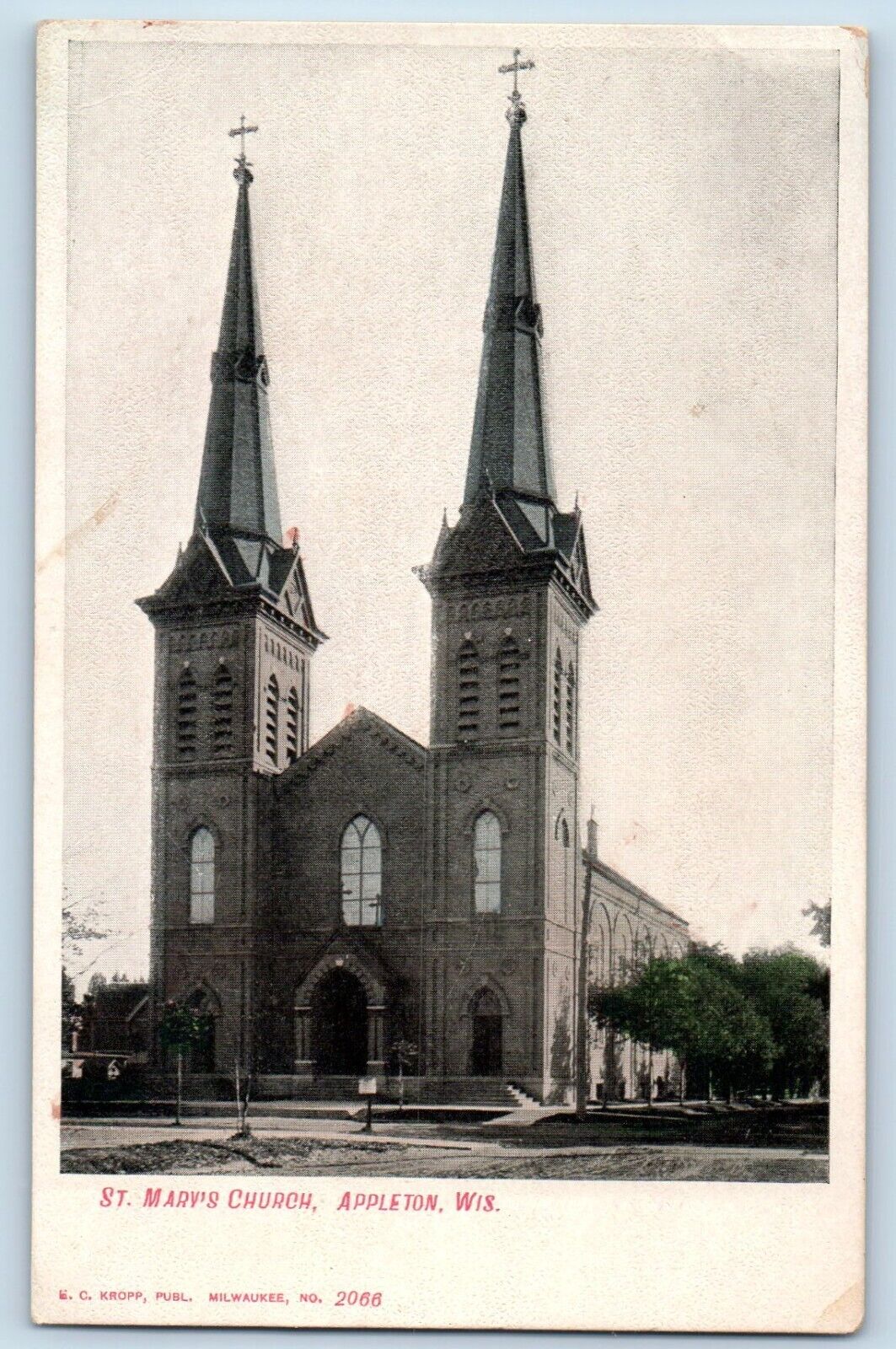 Appleton Wisconsin WI Postcard St. Mary's Church Exterior Building c1905 Vintage