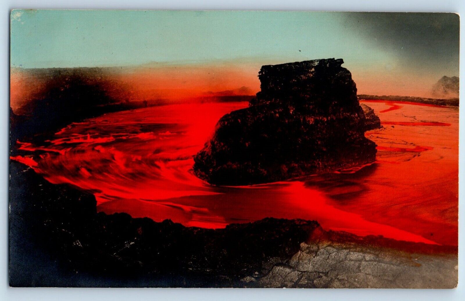 Hawaii HI Postcard RPPC Photo Volcano Lava Halemauman Crater c1910's Antique