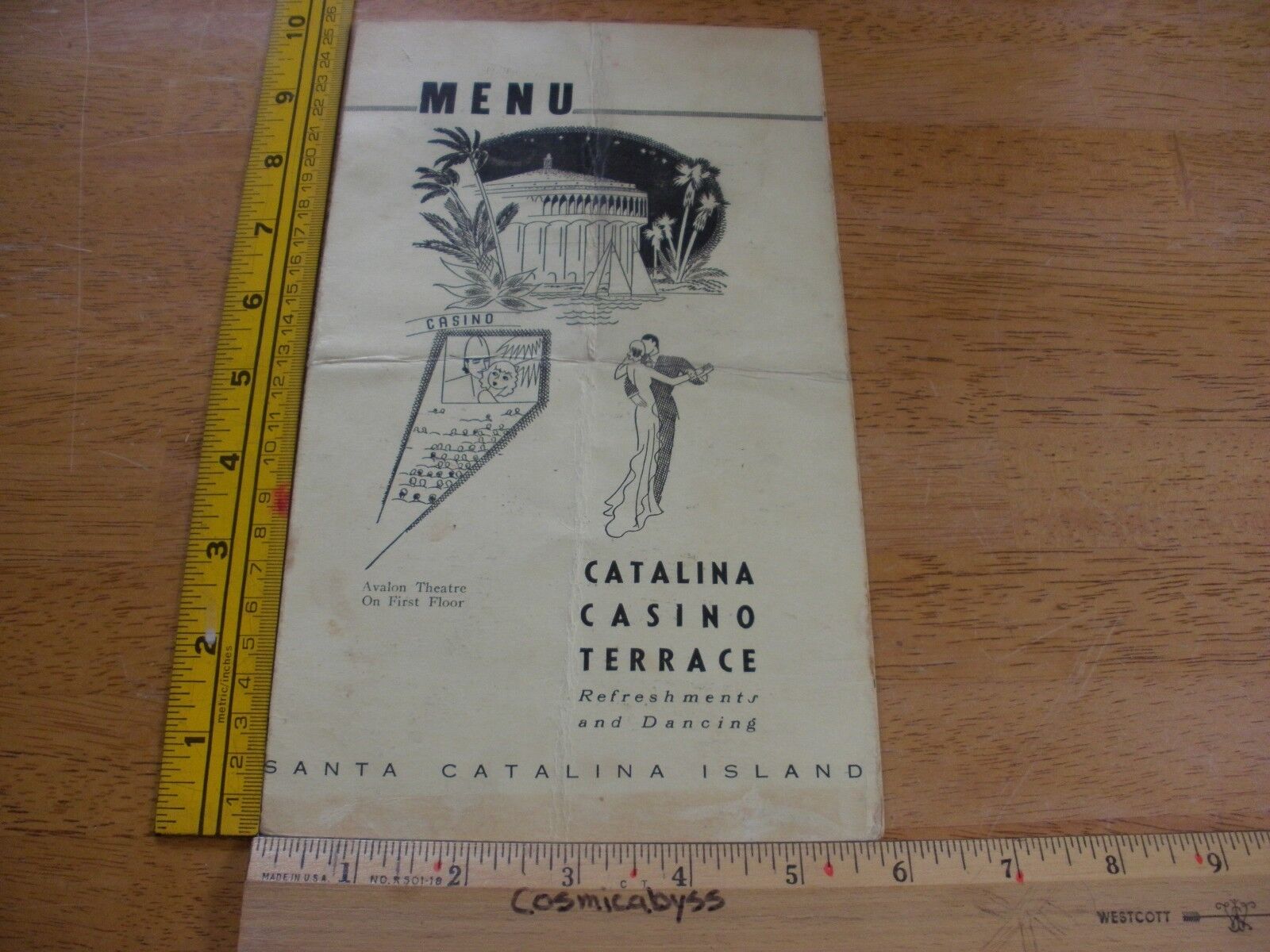 1940s menu Catalina Casino Terrace Restaurant Avalon Santa Catalina Island CA