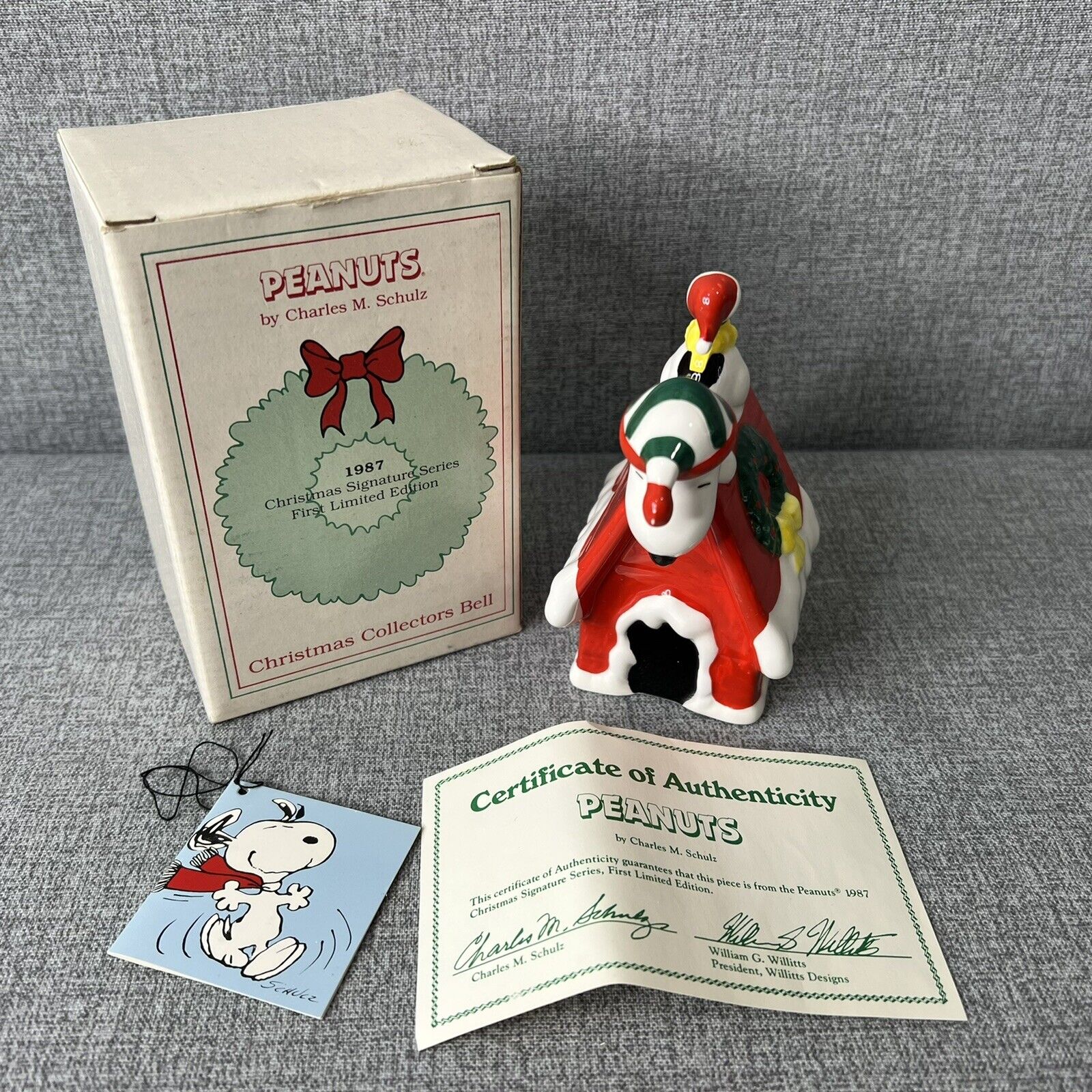 Peanuts Christmas Bell 1987 Snoopy Woodstock First Limited Edition