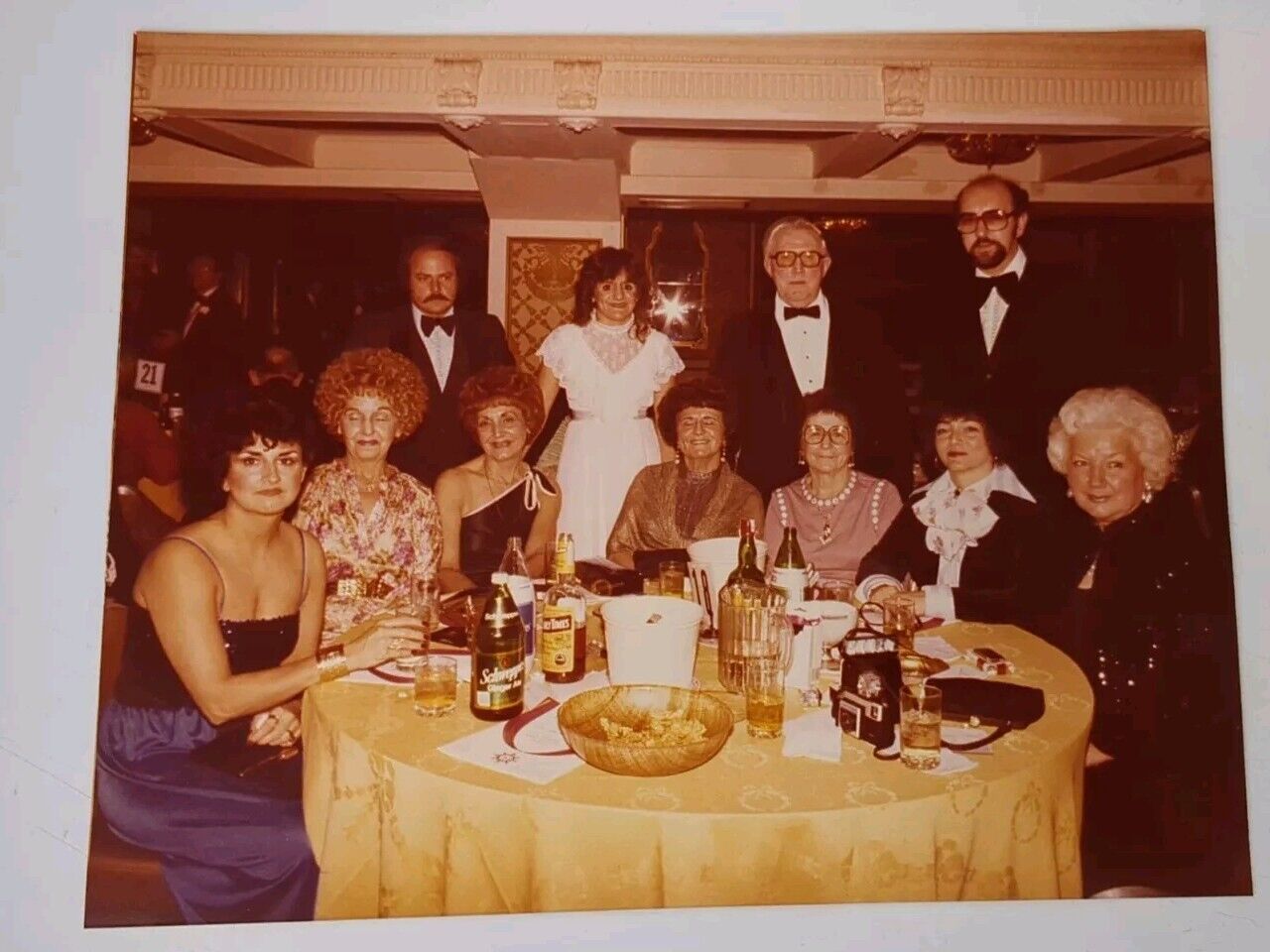 VTG 1970s Found Photograph Original Photo Wedding Family Bride Wig Food Camera