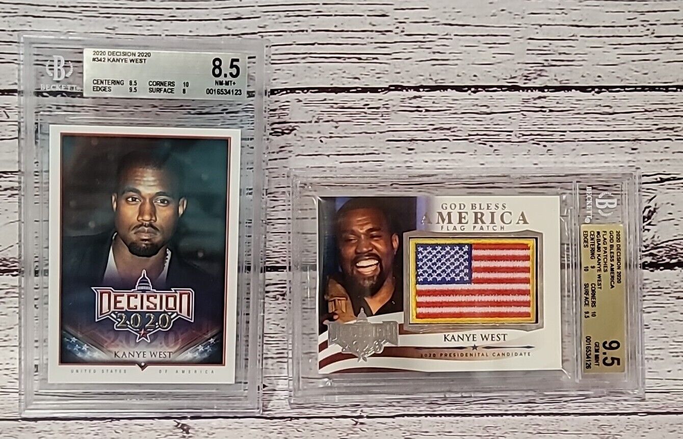 2020 Decision Kanye West BGS 8.5 Pop 1 God Bless America Flag Patch 9.5 Pop 2 