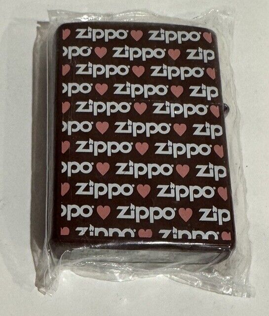 Japanese Zippo Pattern Hearts Cherry Red Wraparound Chrome Lighter