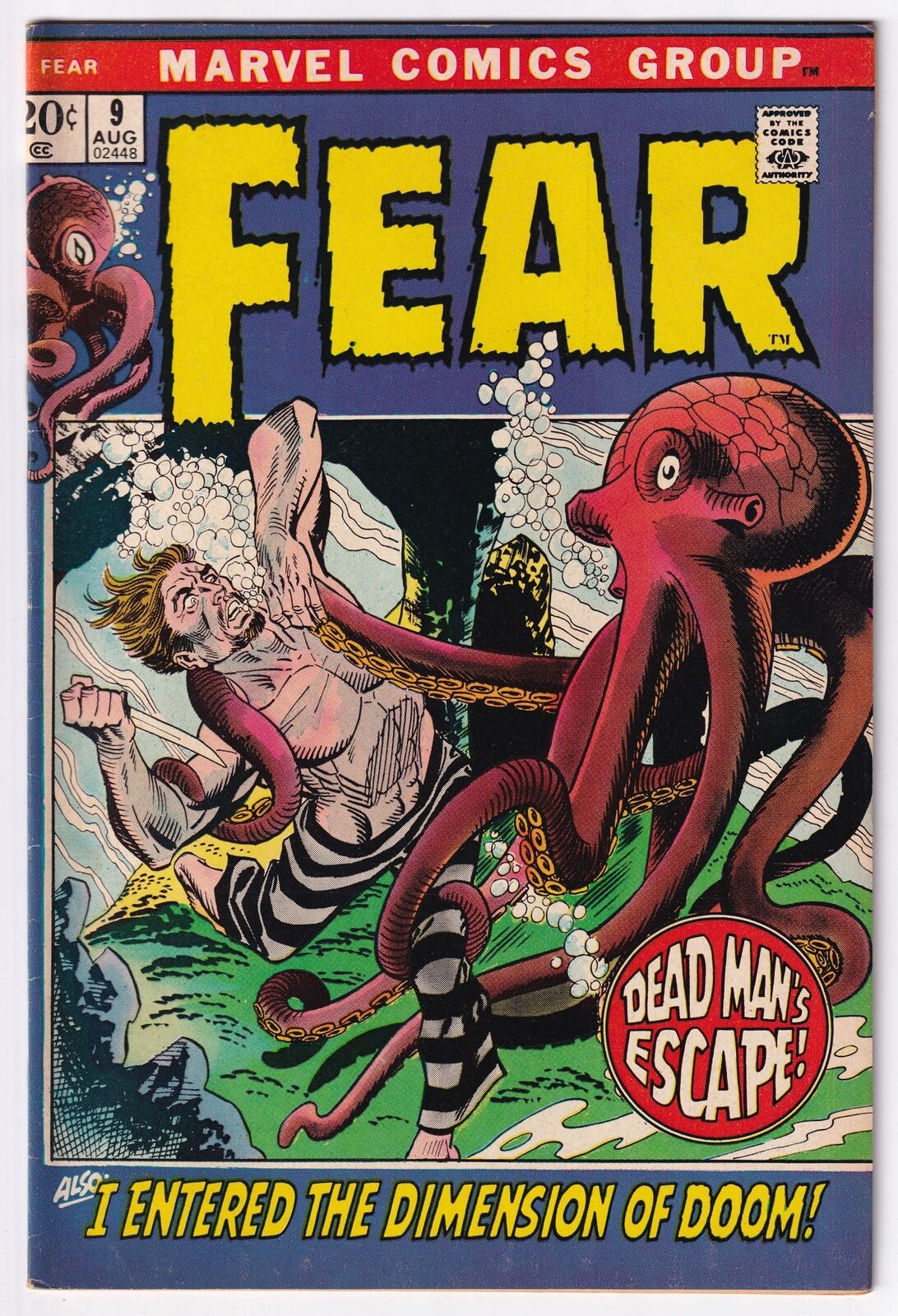 Marvel Fear #9 Comic Book 1972 Jack Kirby I Entered the Dimension of Doom Escape