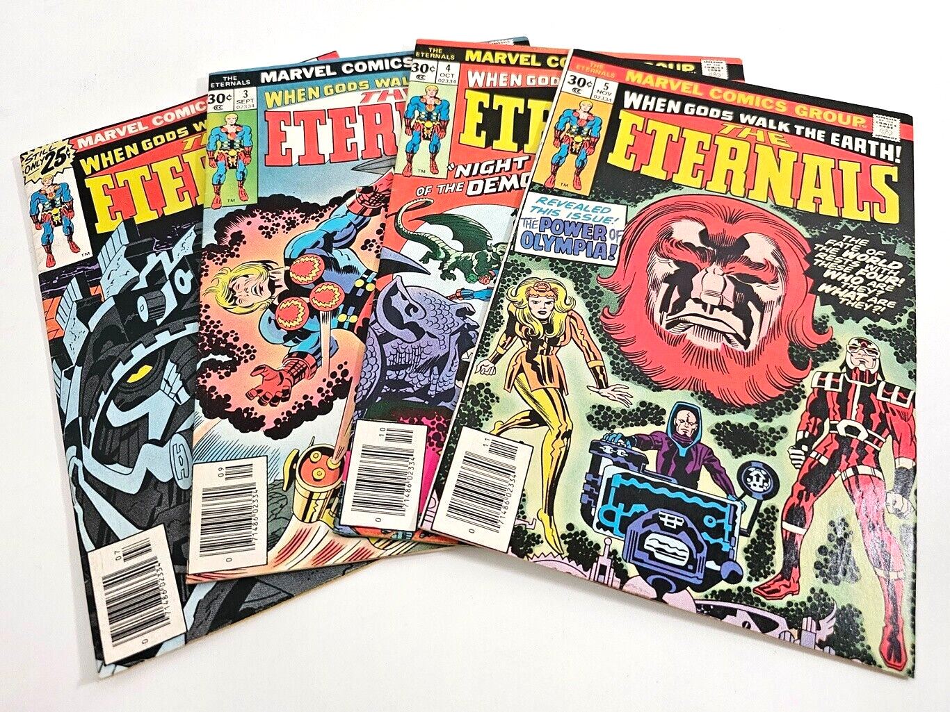 Lot of 4 Marvel Comics ~ The Eternals ~ Jack Kirby The Bronze Age