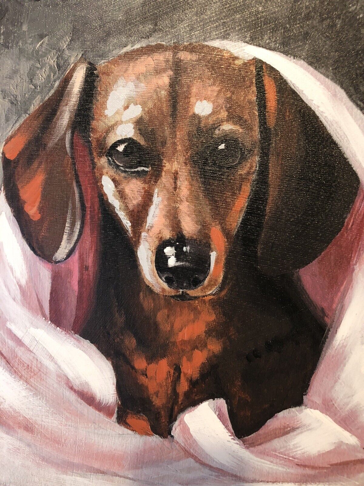 NEW Marmont Hill Dachshund Doxie Puppy Dog Painting Print on Wrapped Canvas 18\