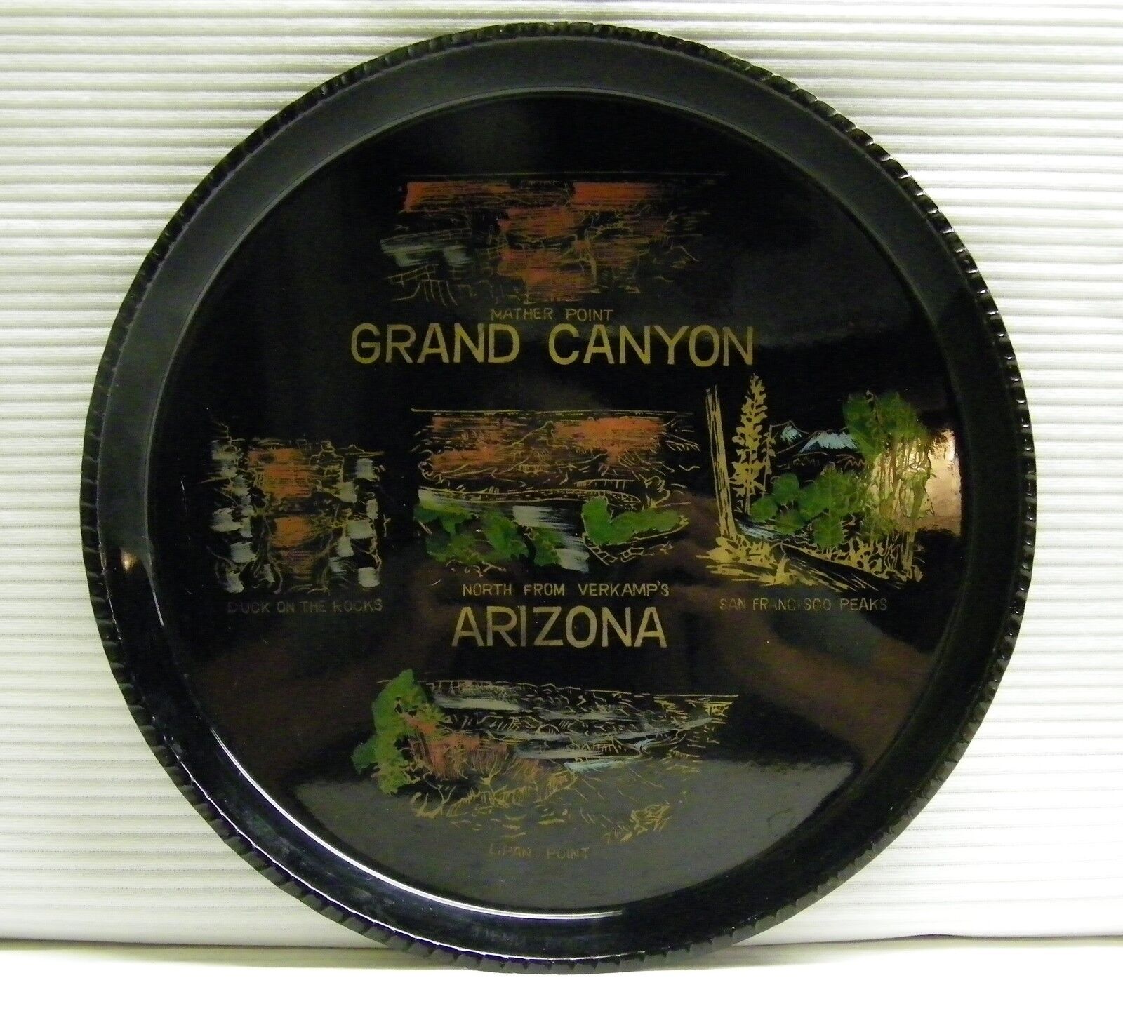 Grand Canyon Arizona Souvenir Tray Vintage Mather Point San Francisco Peaks