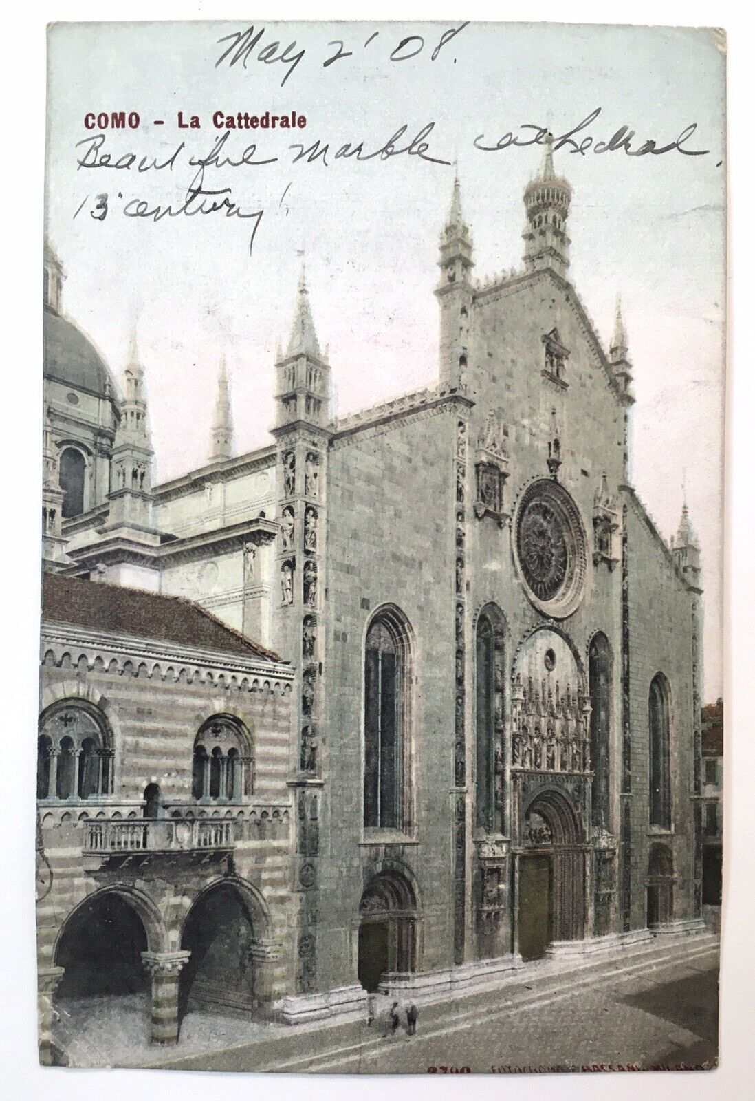 Como La Catterdrale Cathedral Antique PC 1908 With Stamp