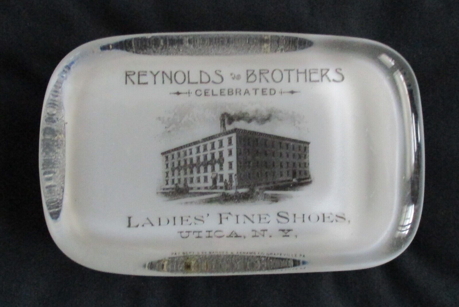 Late 19th Century Advertising Glass Paperweight Reynold's Shoes Utica New York