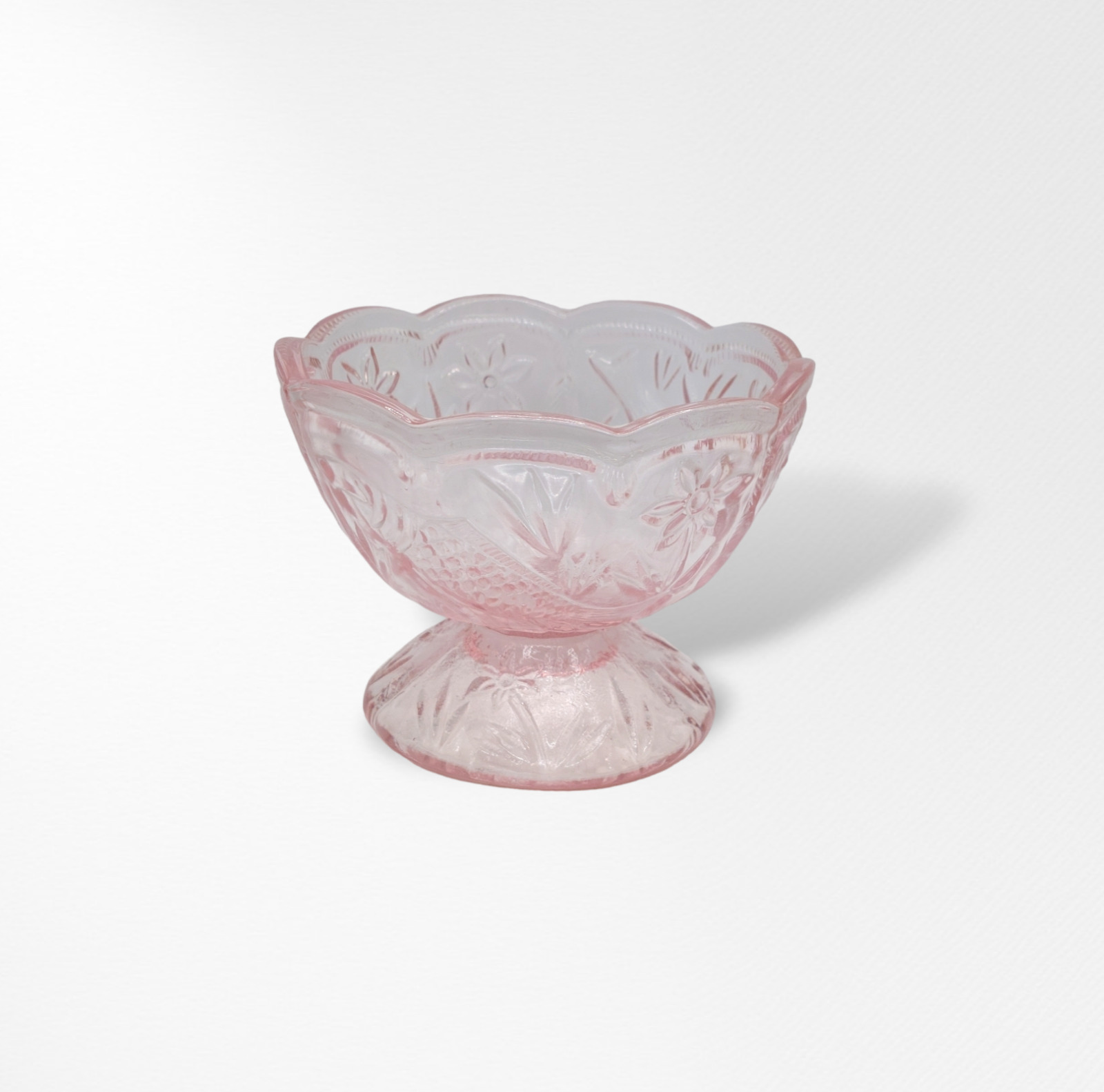 PINK DEPRESSION STYLE GLASS MINI PUNCH BOWL, Vintage Kitchen Item, Flower Vase