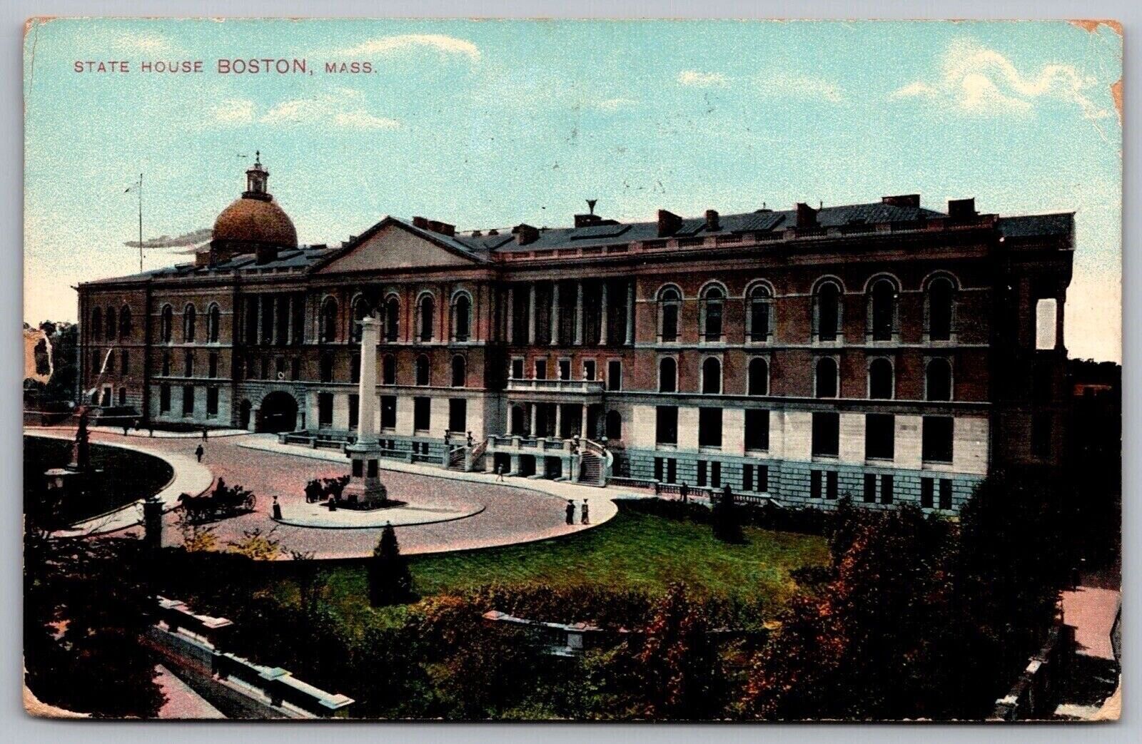 State House Boston Massachusetts Birds Eye View Government Building VNG Postcard