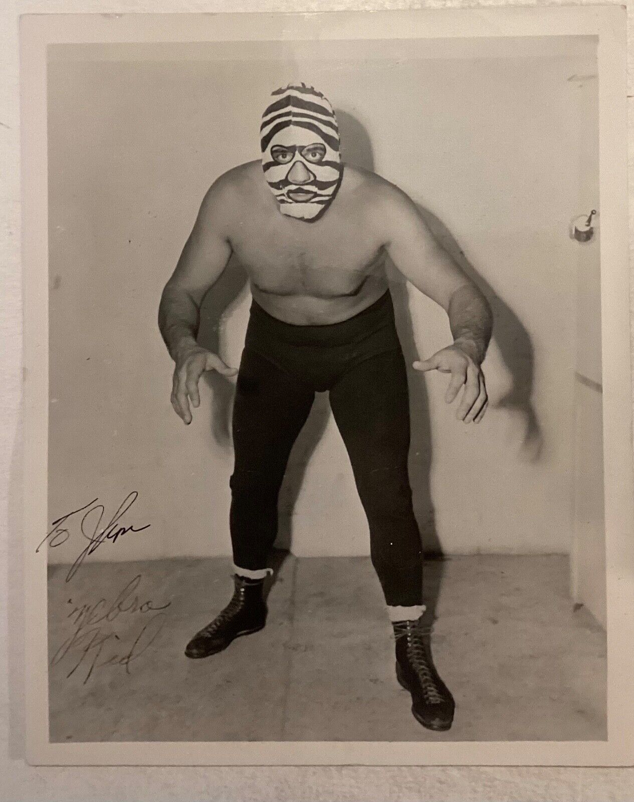 Press Photo -  The Zebra Kid wrestler - B&W   8” x 10”