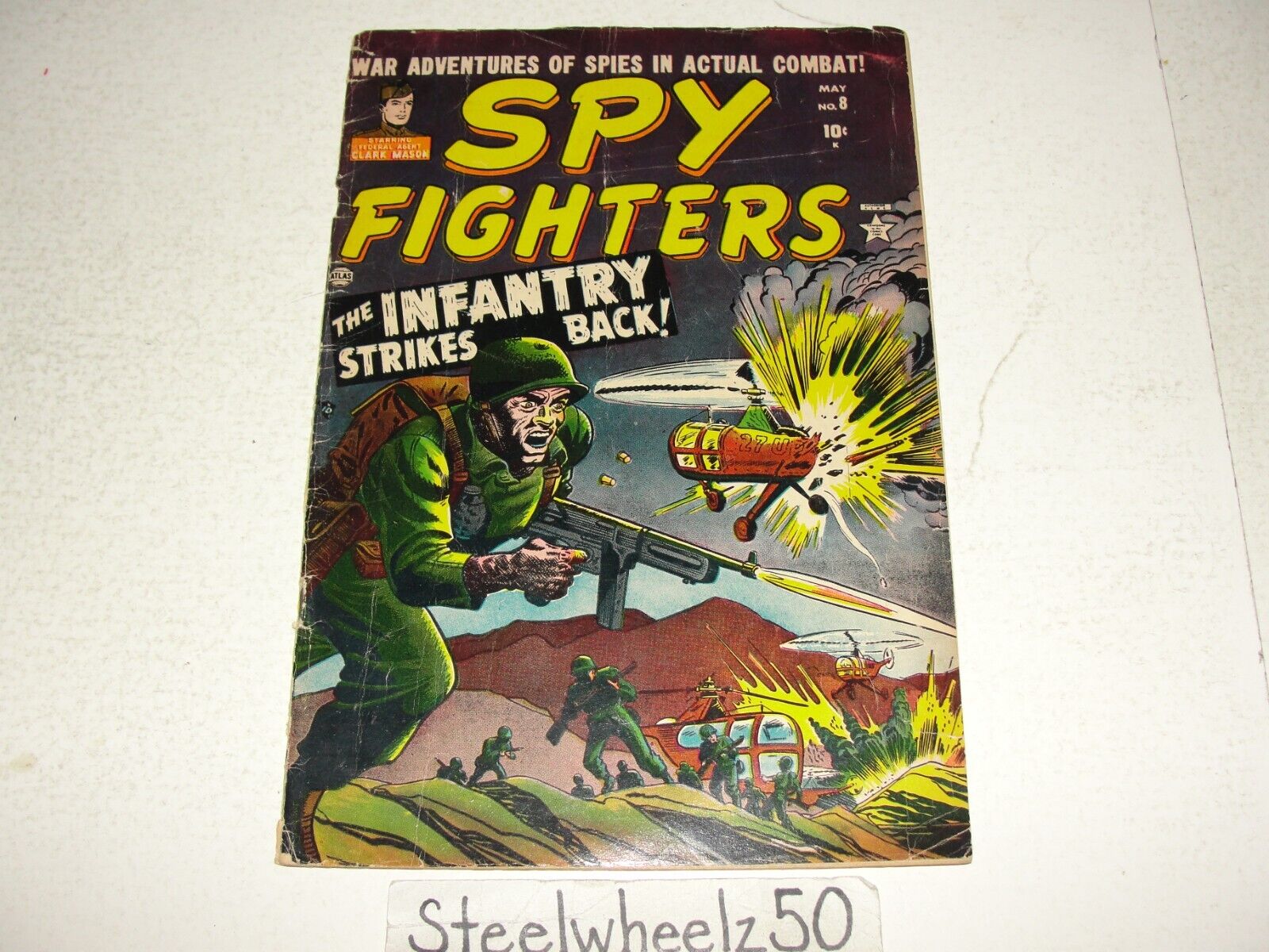 Spy Fighters #8 Comic Atlas Marvel 1952 Federal Agent Clark Mason War Stories