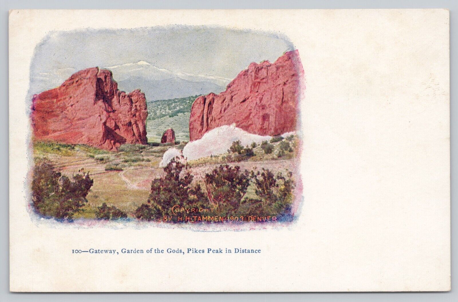 Colorado Springs CO, Gateway Garden of the Gods Pikes Peak, Vintage Postcard