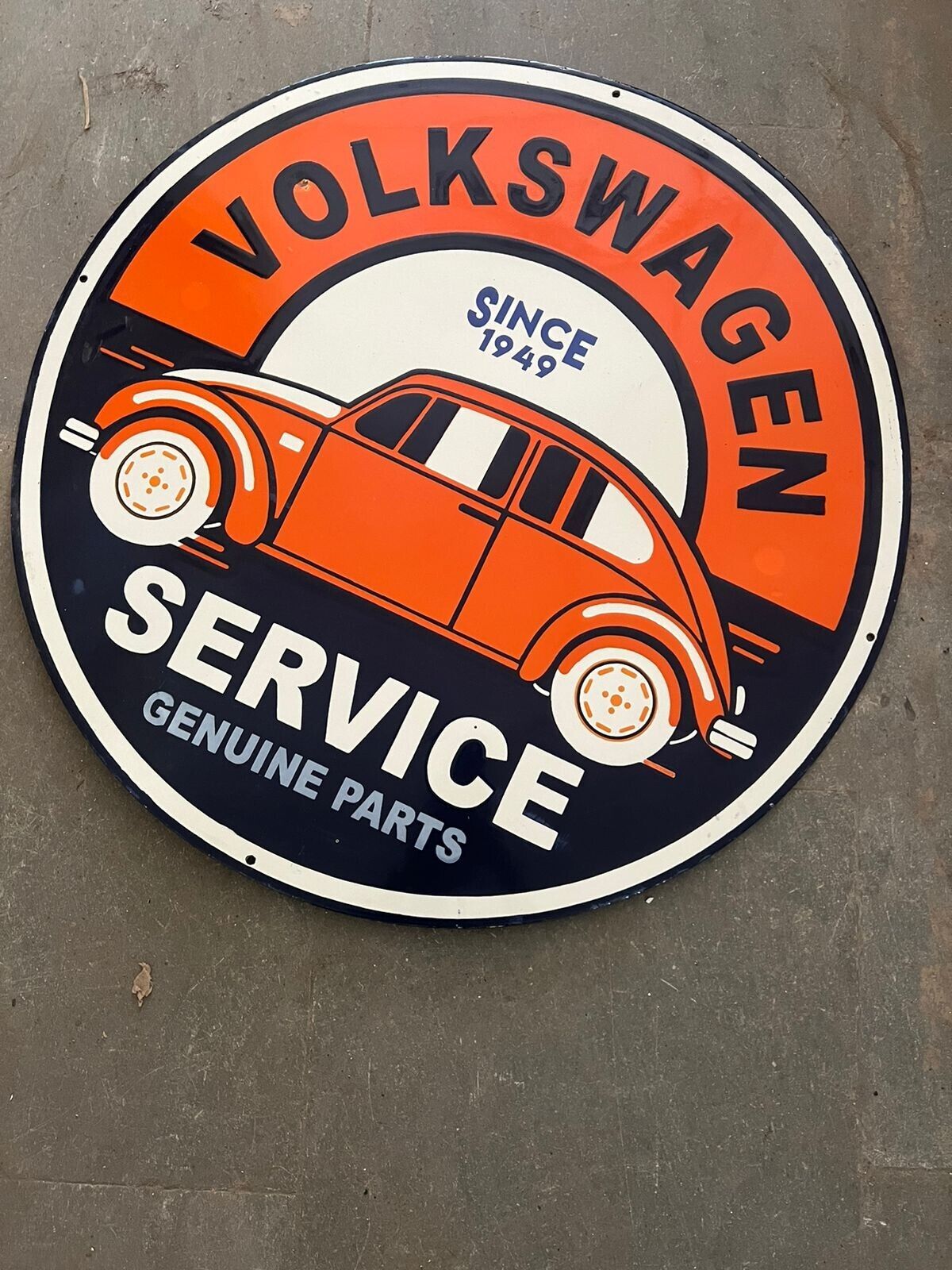 RARE PORCELAIN VOLKSWAGEN SERVICE ENAMEL SIGN 36X36 INCHES DOUBLE SIDED