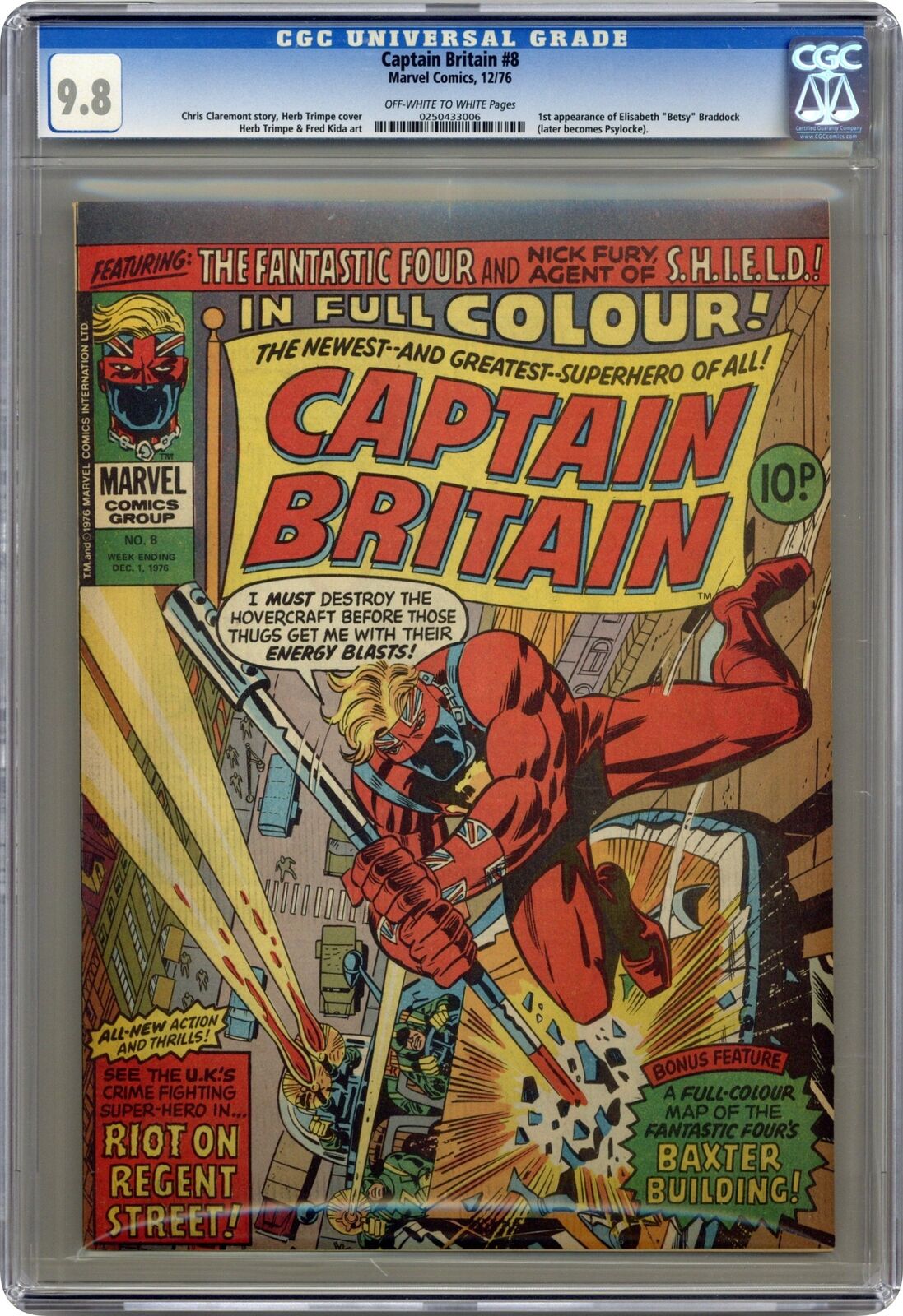 Captain Britain #8 CGC 9.8 1976 0250433006 1st Elizabeth Braddock (Psylocke)