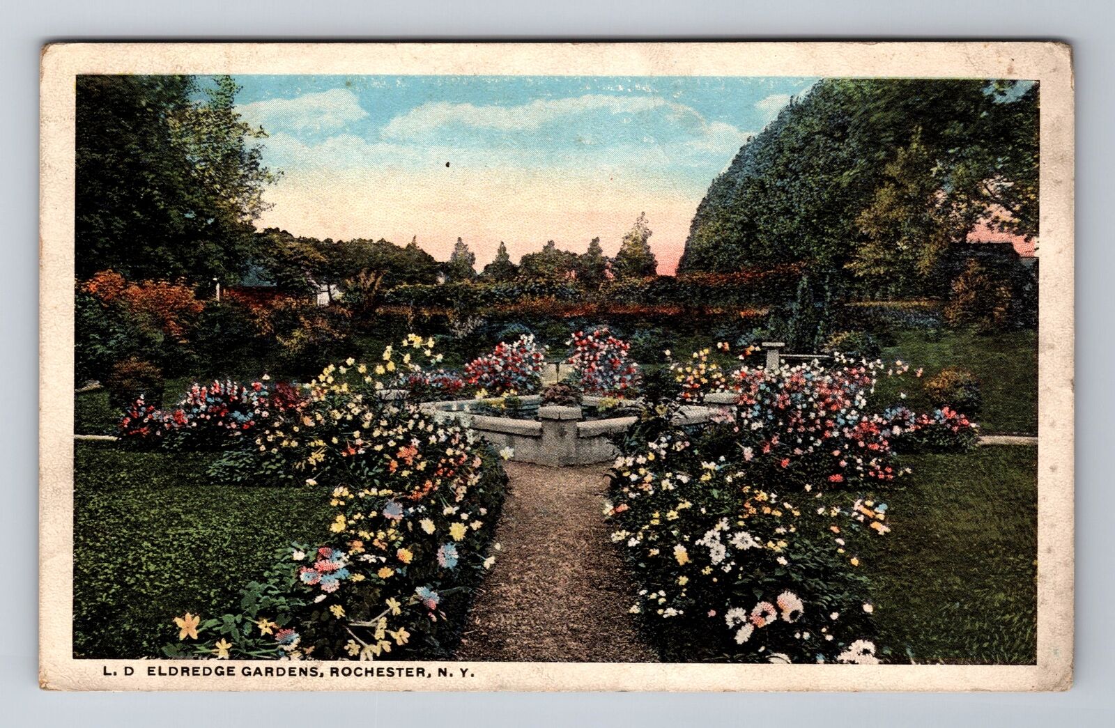 Rochester NY-New York, Eldredge Gardens, Antique, Vintage Souvenir Postcard