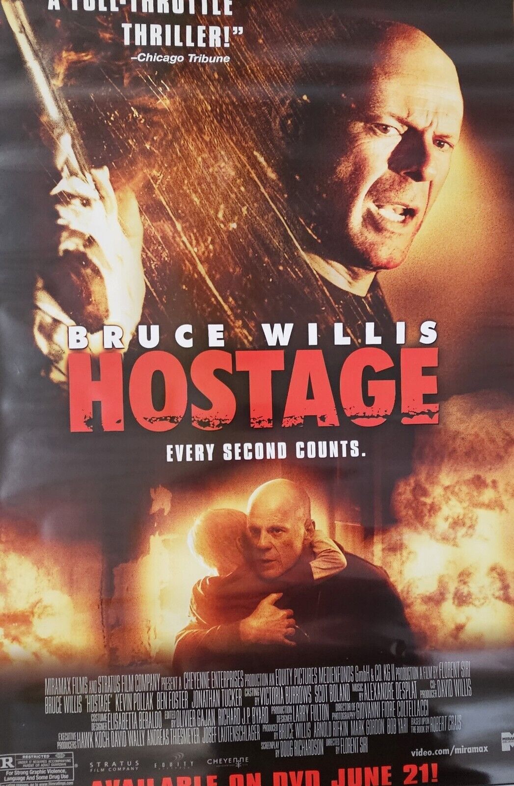 Bruce Willis stars in HOSTAGE 27 x 40  DVD movie poster