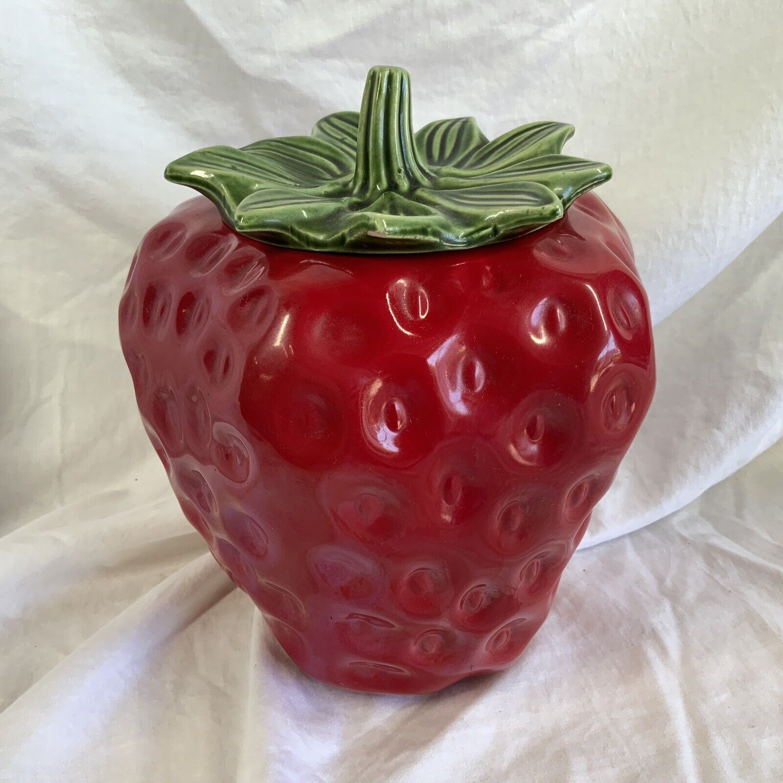 Vintage Mid Century Pop Art McCoy Calif. Pottery 263 Red Strawberry Cookie Jar