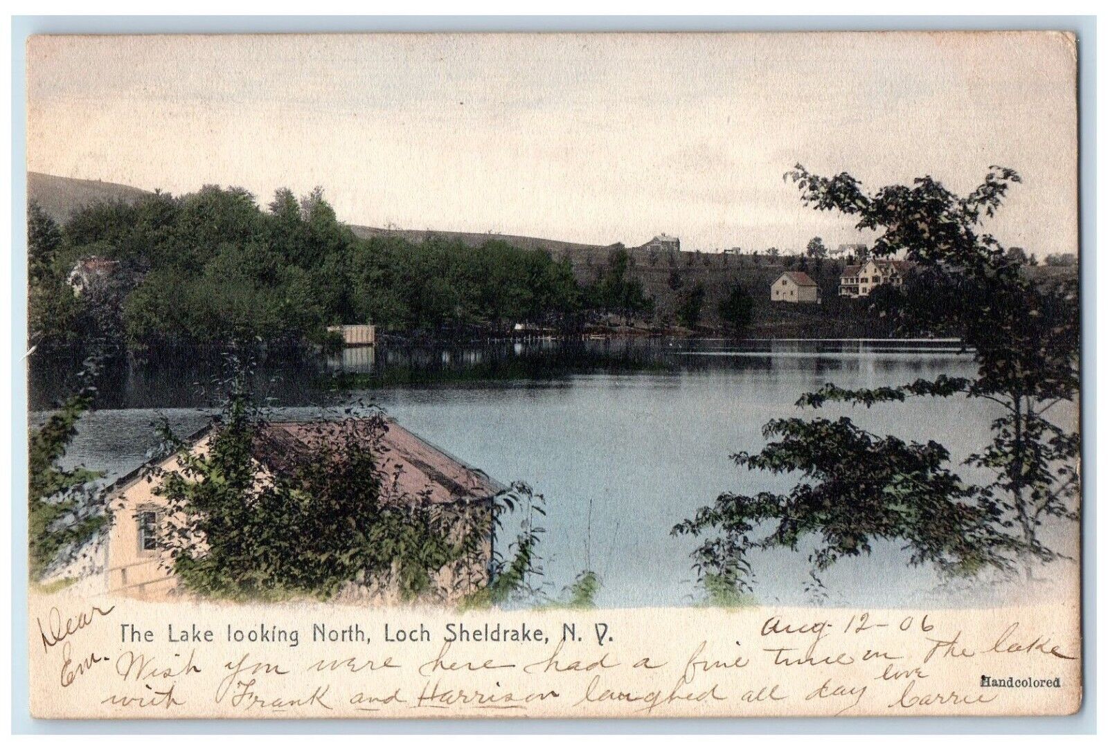 1906 Lake Looking North Loch Sheldrake New York NY Posted Handcolored Postcard