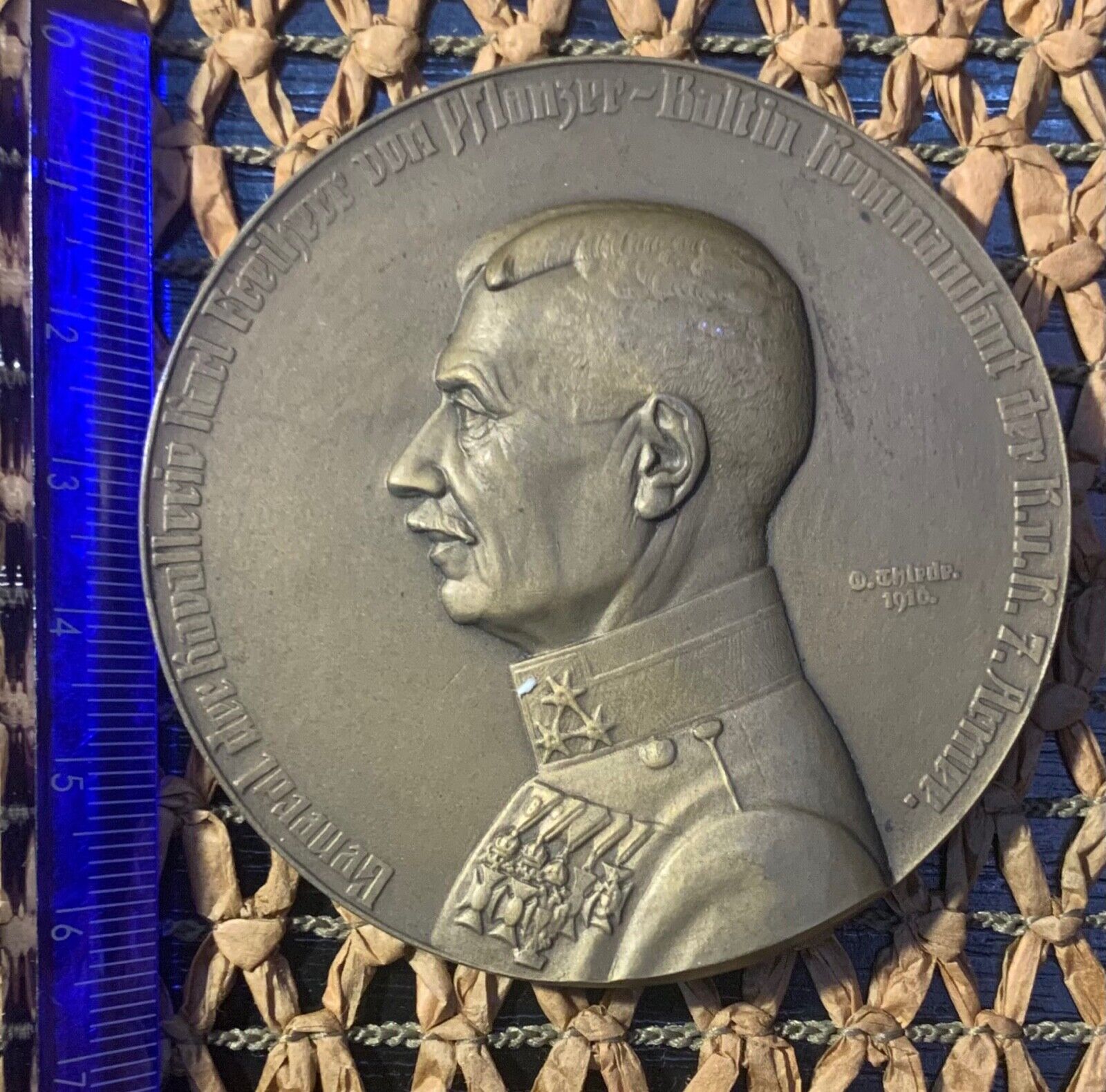 German general Karl Freiherr Germany plaque table medal 1915. year first war 