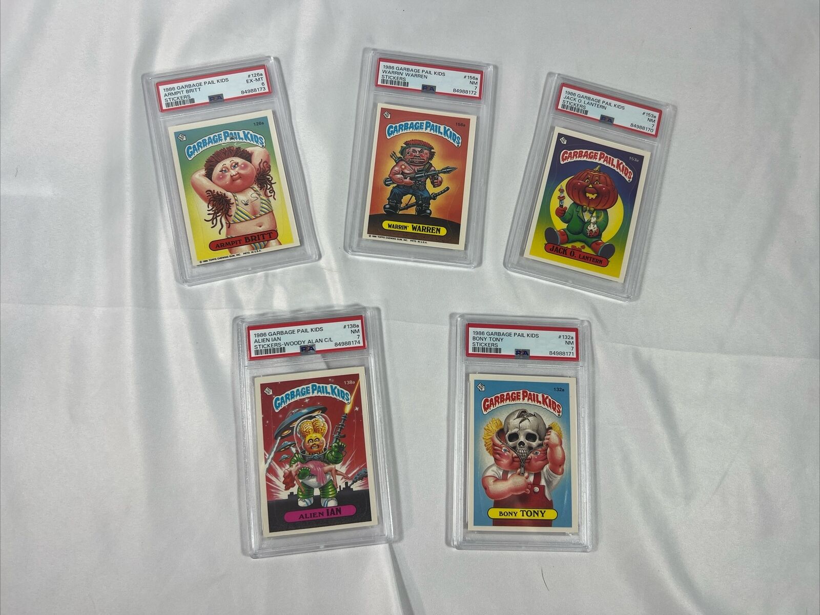 Garbage Pail Kids 1986, 5 Card Lot 126a(PSA 6) 132a,138a,153a,156a (PSA 7 NM)-4