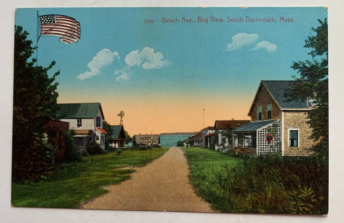 ca 1900s MA Postcard South Dartmouth Massachusetts Beach Ave Bay View houses