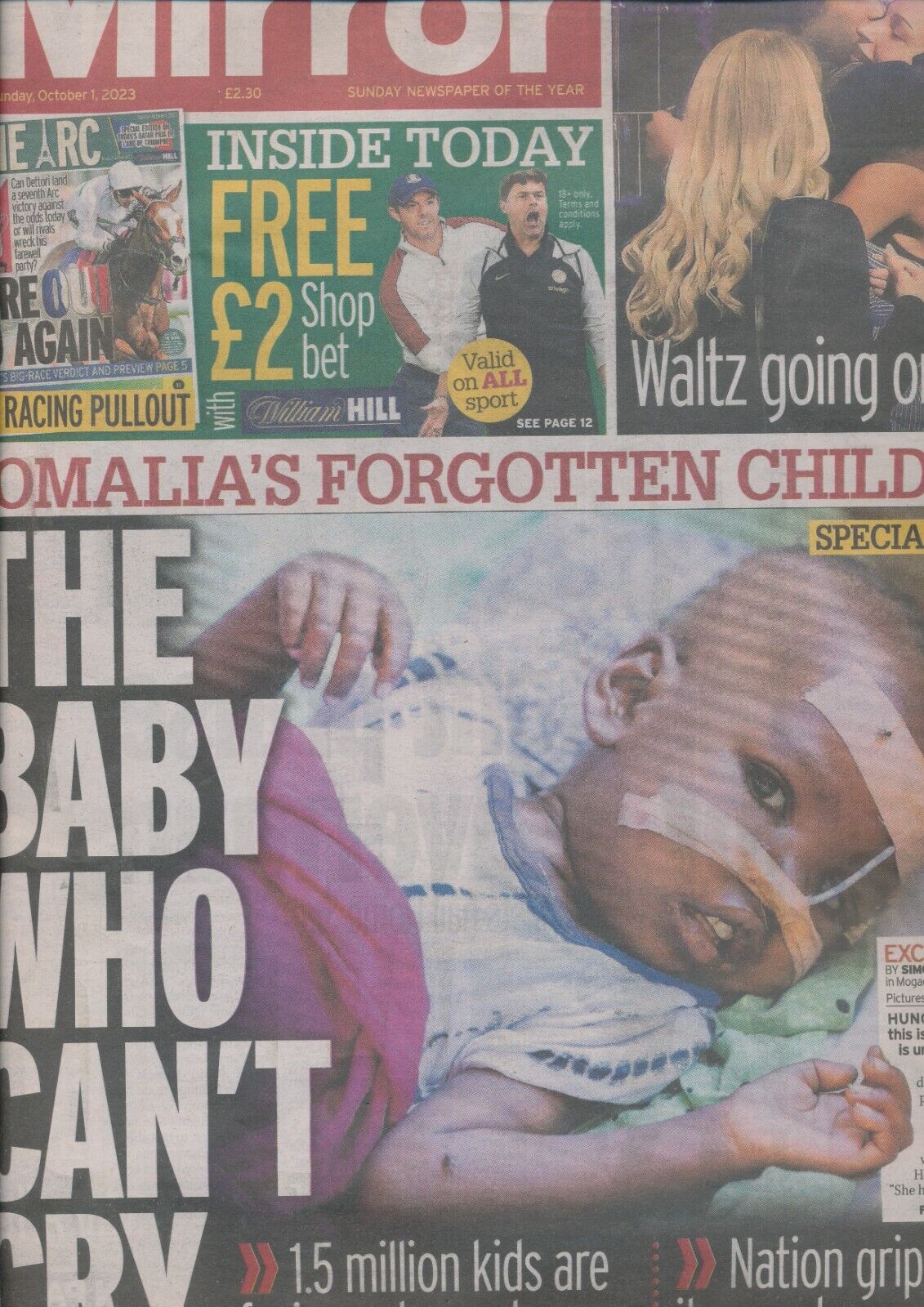 Sunday Mirror Newspaper October 1 2023  Somalia's Forgotten Children Ryder Cup