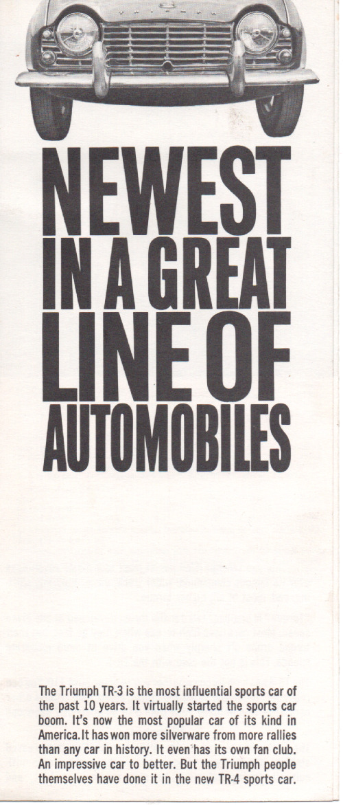 1968 Triumph TR-4 Sales Brochure - Vintage 2A