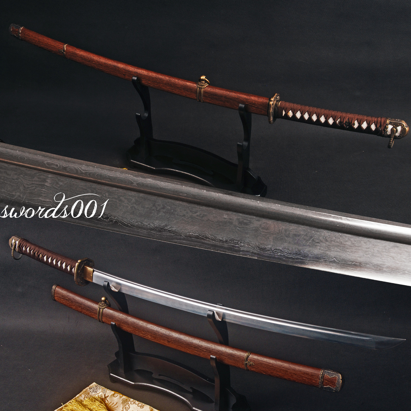 Japanese Officer Saber Samurai Katana Sword Folded Steel Blade Rosewood Scabbard