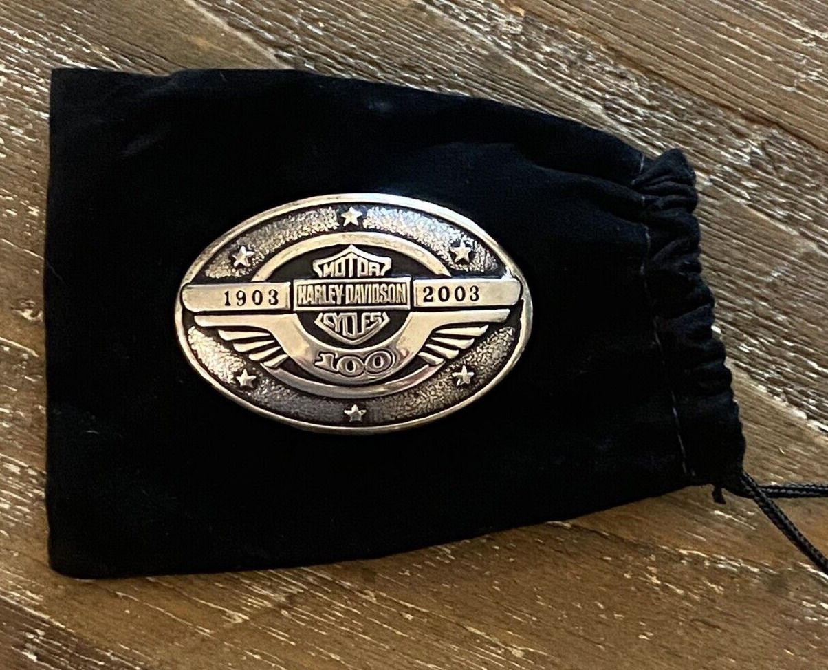 RARE Harley Davidson 100th Anniversary Sterling Silver Concho Pin NOS