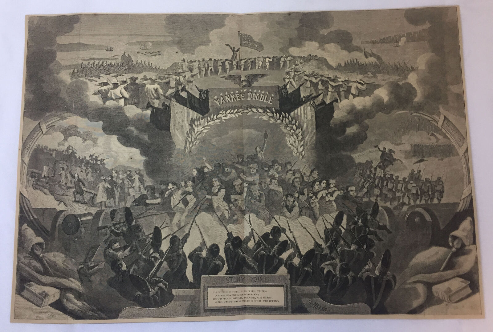 1861 magazine engraving~14x21~YANKEE DOODLE, STONY POINT Civil War