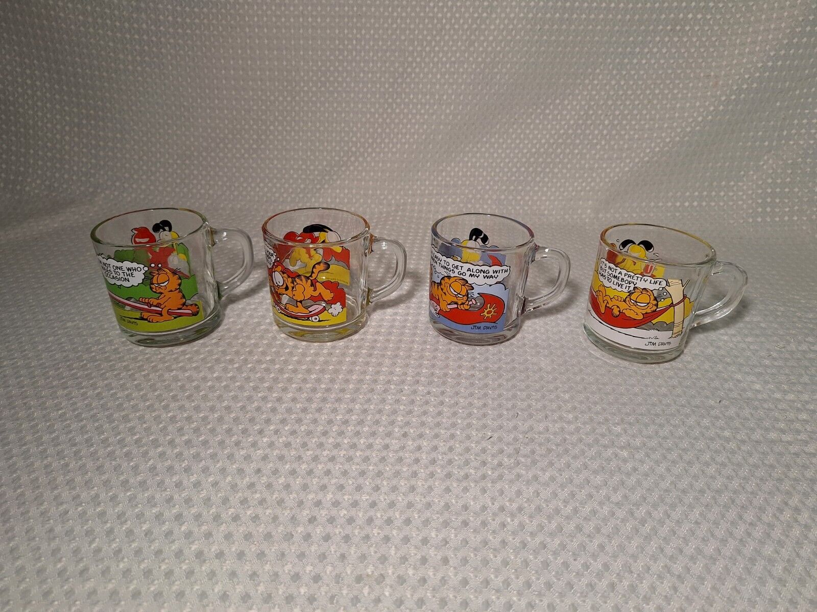 Vintage 1978 McDonald's Garfield Characters Glass Cups Mugs Jim Davis Set of 4