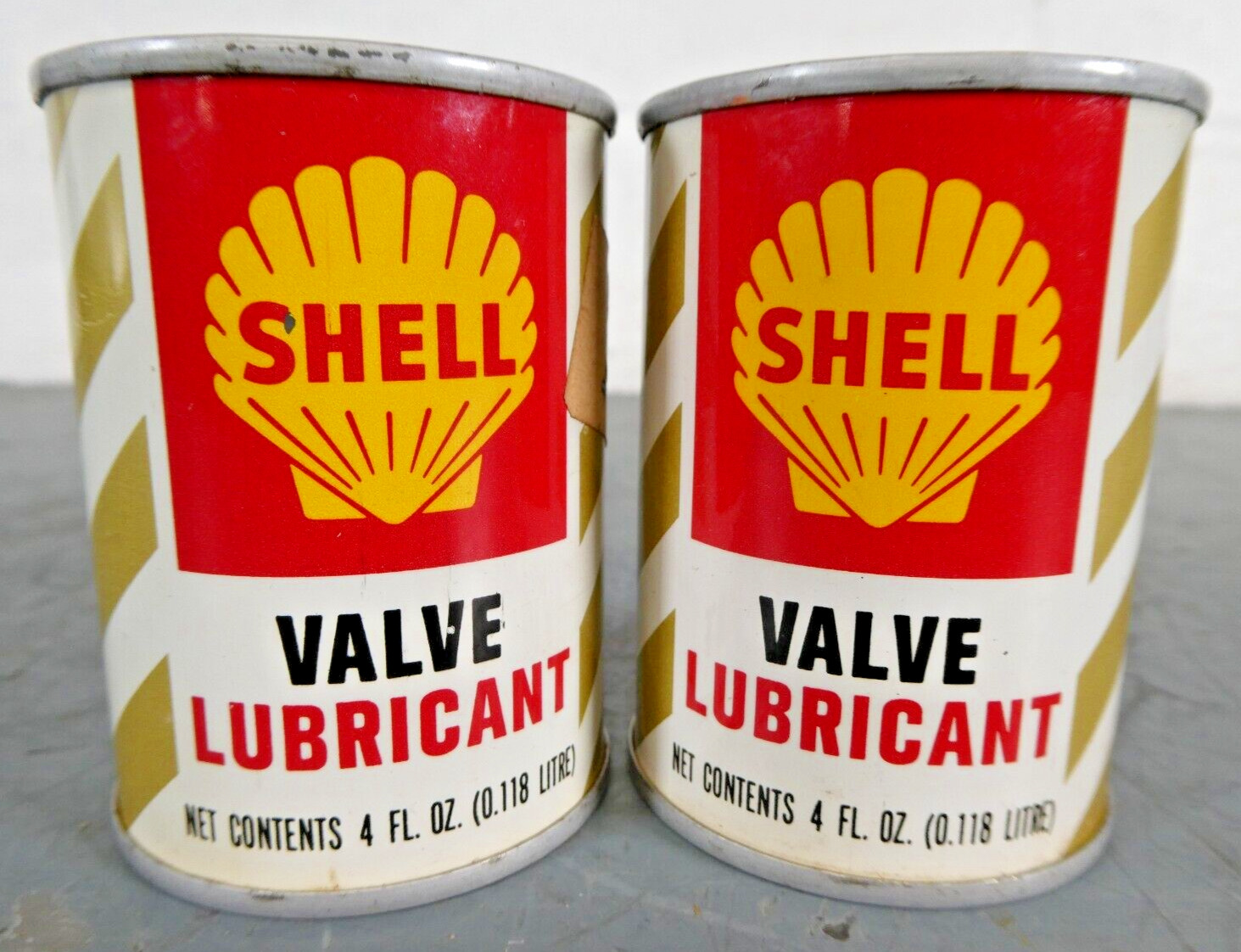 2 - Vintage Oil Can Shell NOS Full Valve Lubricant 4 oz Original Can