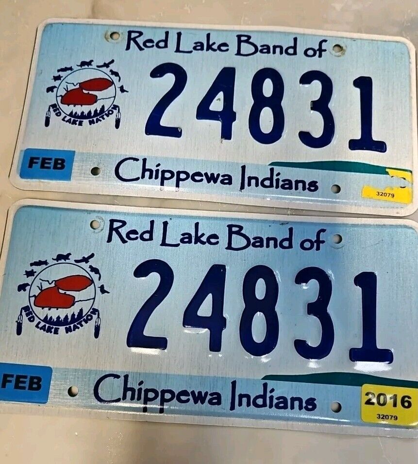 2016 Red Lake Band Of Chippewa Indians License Plates (2) Minnesota 