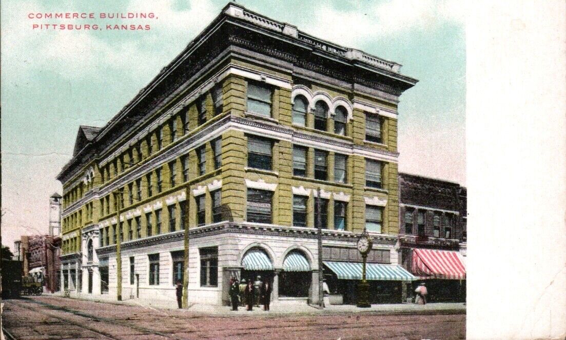 Postcard, Commerce Building Pittsburg Kansas Posted 1920