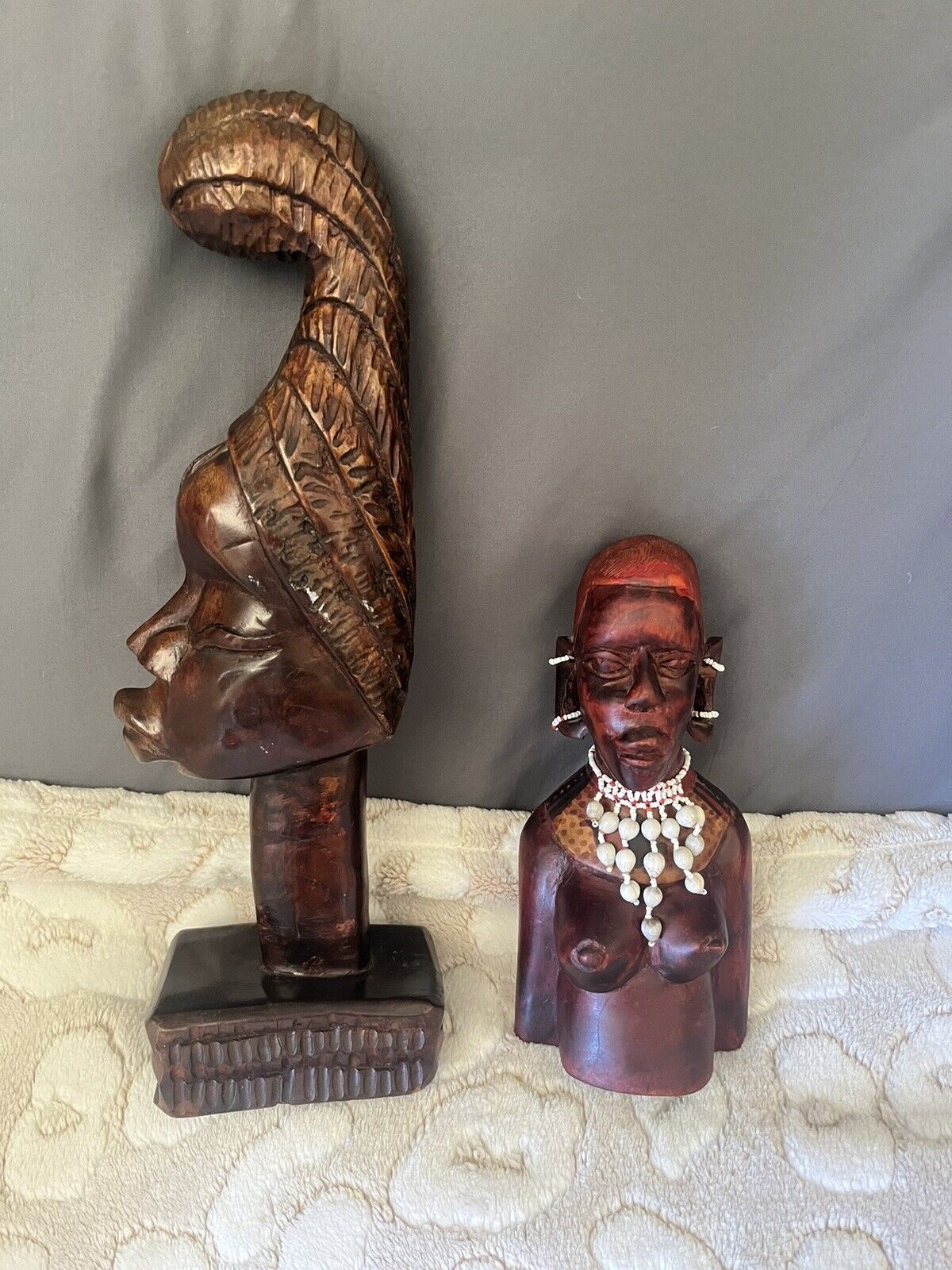 Handcrafted African Wooden Sculptures - Set of 2