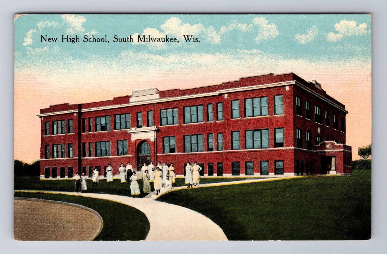 Milwaukee WI-Wisconsin, New High School, Antique, Vintage Souvenir Postcard