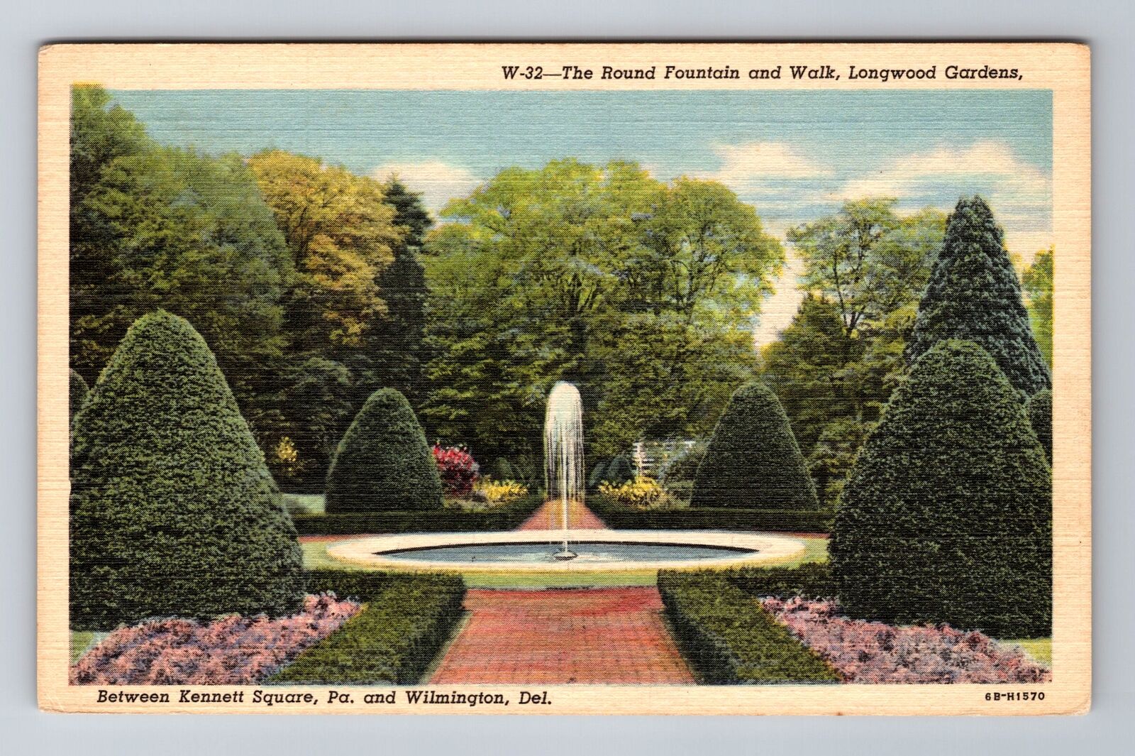 Wilmington DE-Delaware, Round Fountain And Walk, Antique, Vintage Postcard