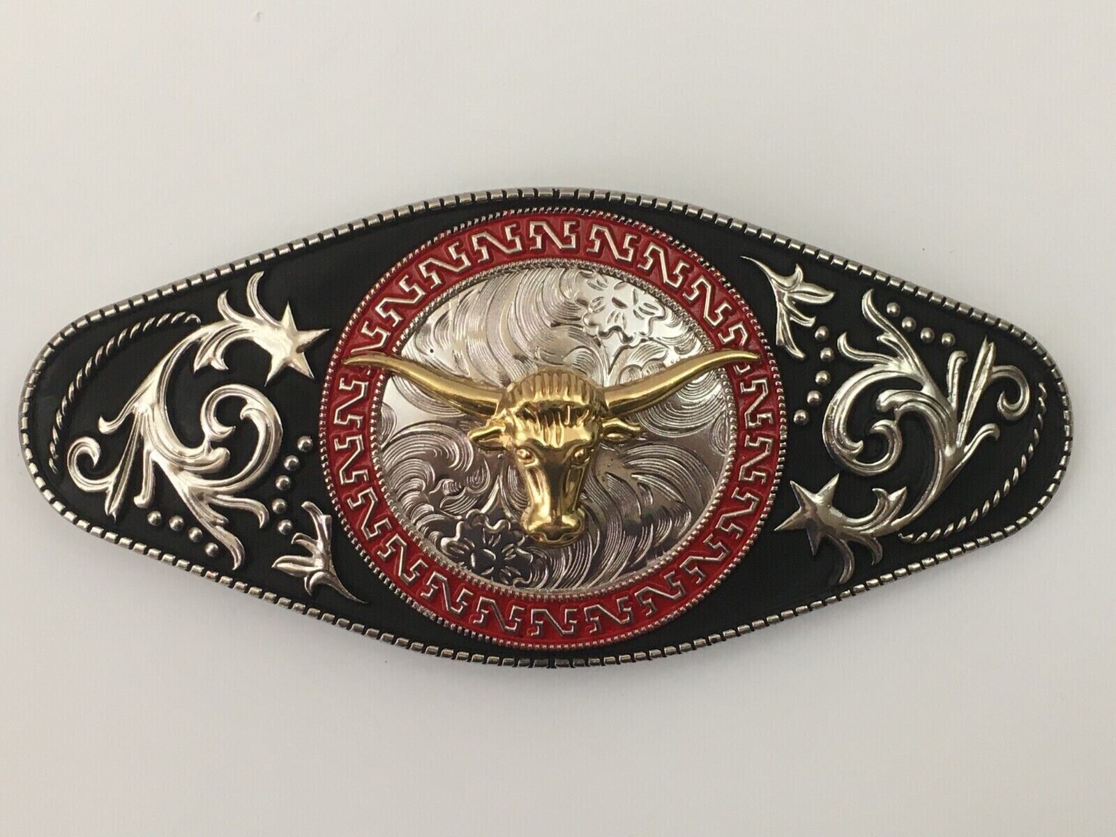 Cowboy Belt Buckle - BIG Rodeo Bull with Horns Belt Buckles USA