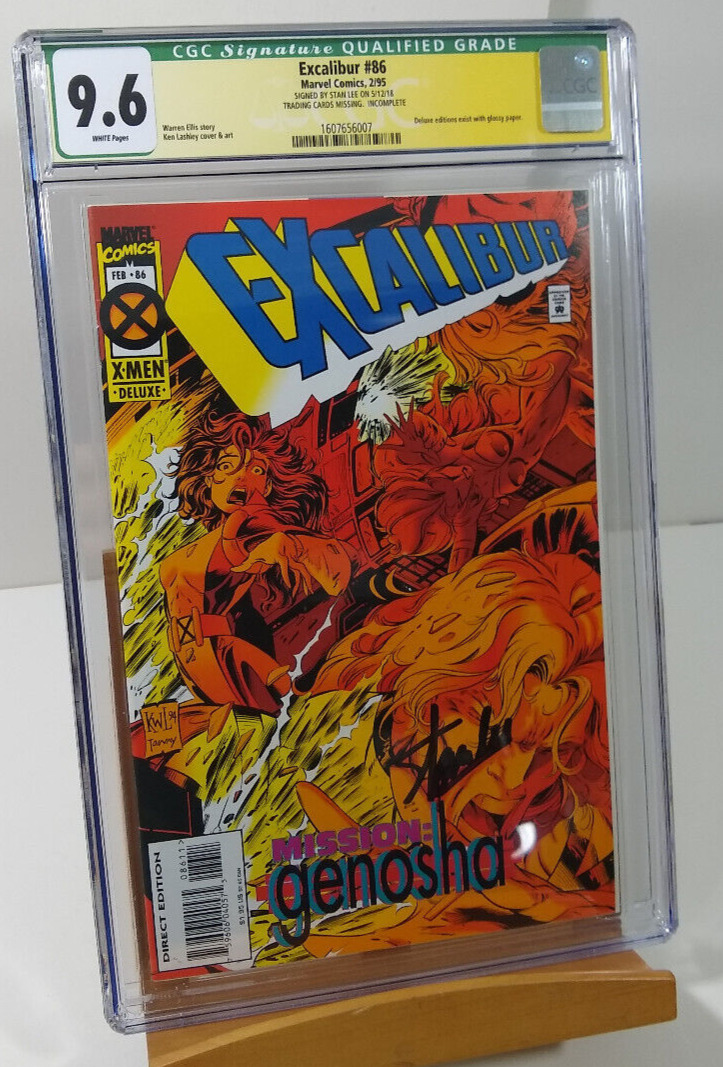 Excalibur #86 CGC 9.6 Signed By STAN LEE qualified crack in case 1st Pete Wisdom