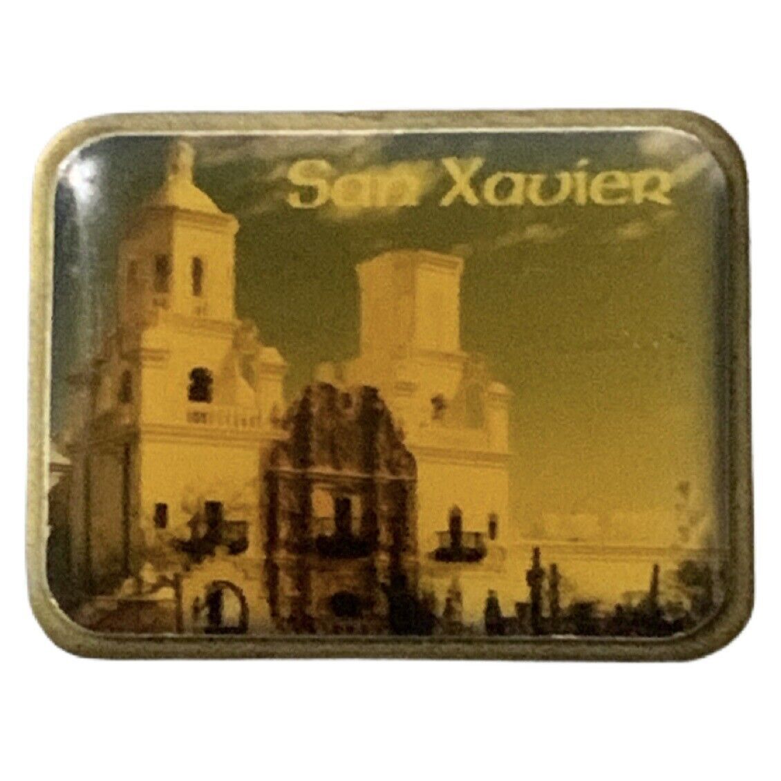 Vintage San Xavier del Bac Mission Church Scenic Travel Souvenir Pin
