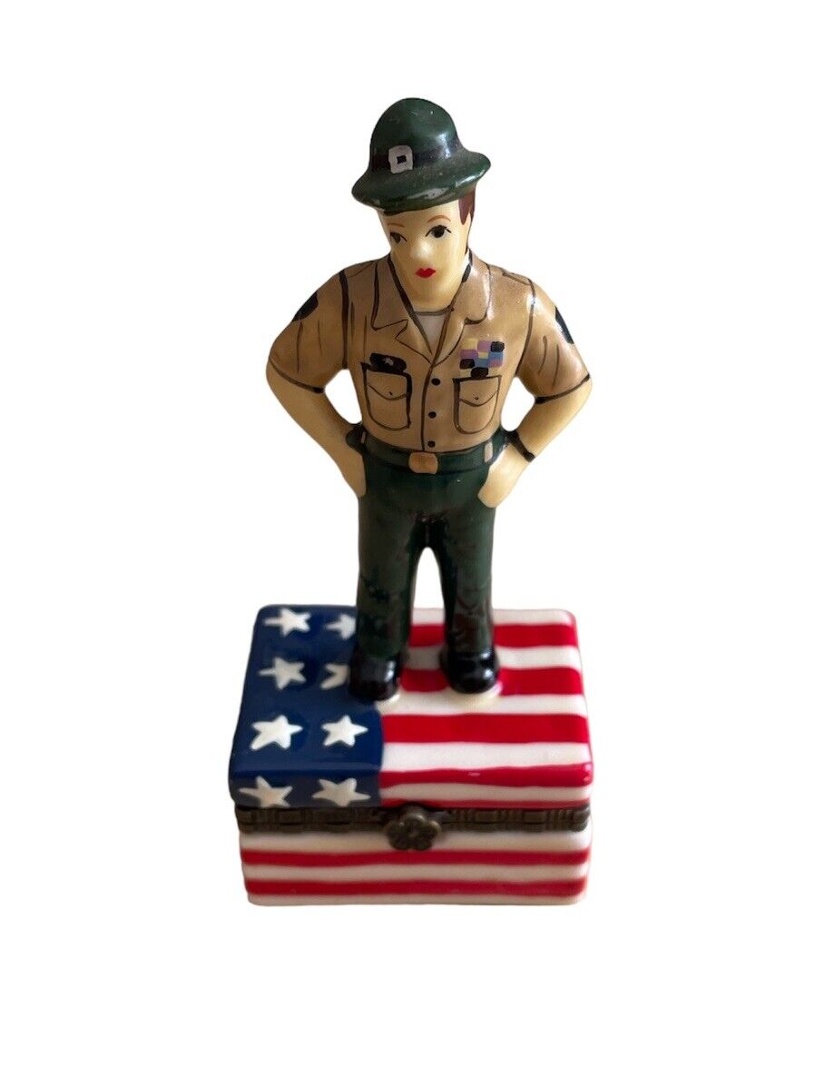 Vintage US Army Officer Flag Hinged Trinket Box 🇺🇸