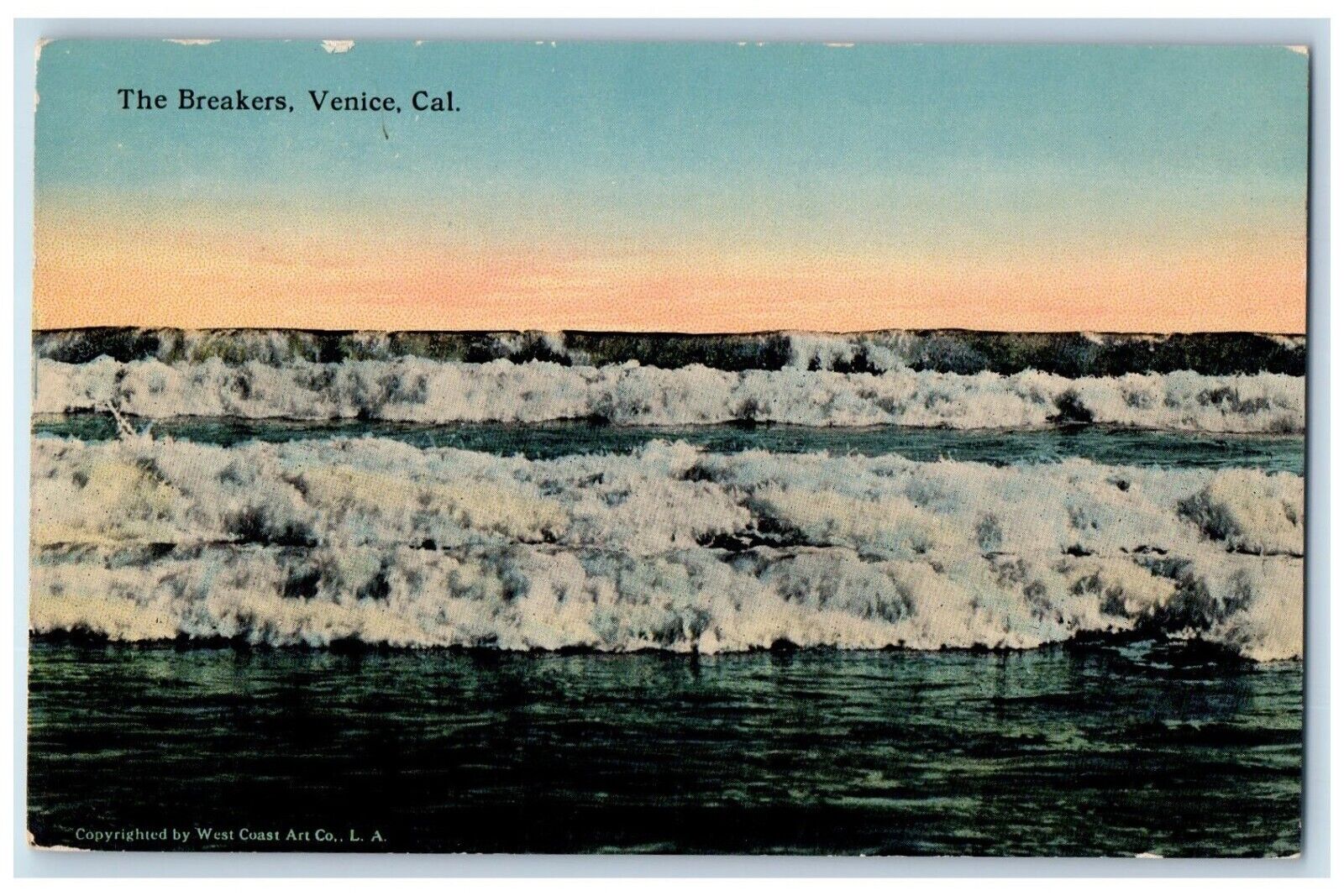 c1910 Breakers Venice Sea Waves California Vintage Antique California Postcard