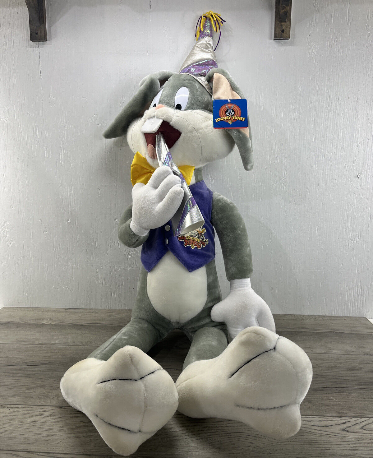 Rare 1999 48” Bugs Bunny Mil-LOONEY-um New Years (2000) Plush with Tag