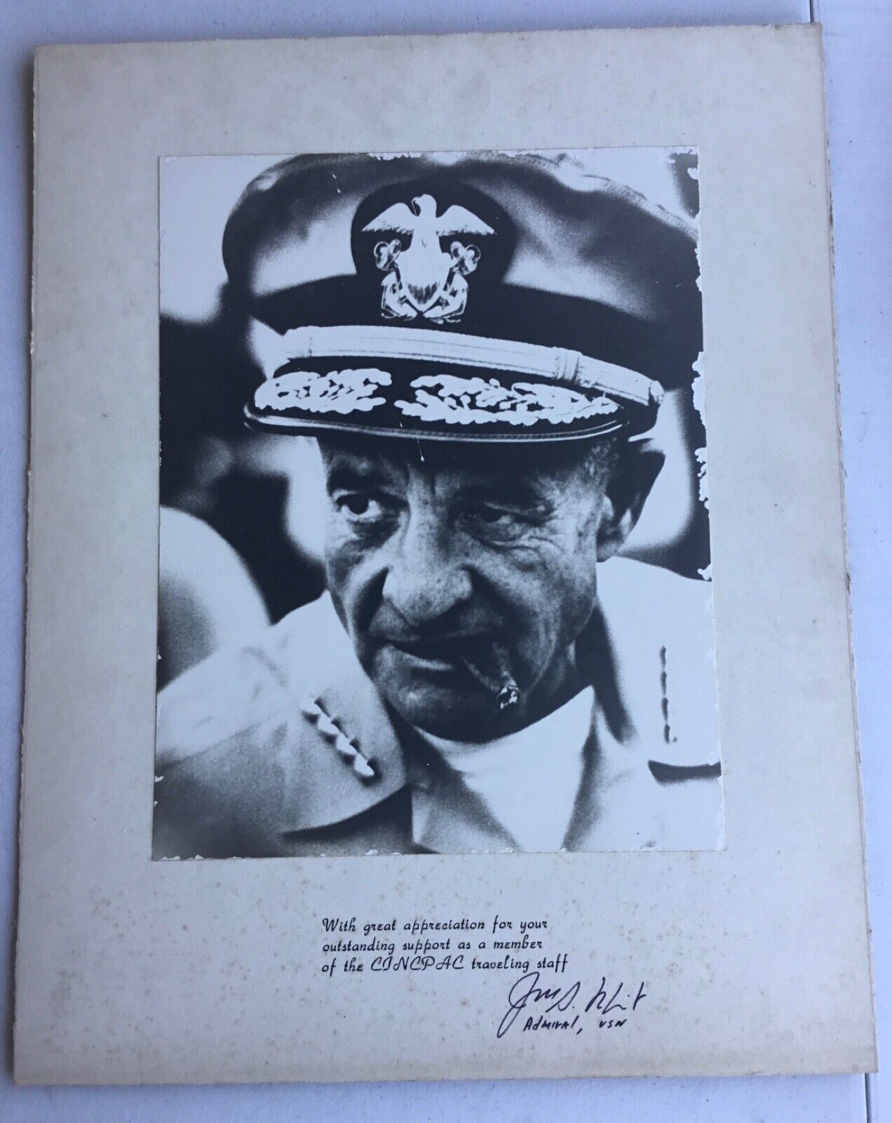 US Navy CINCPAC Commander in Chief Pacific Fleet HQ Admiral Signed Photo B&W