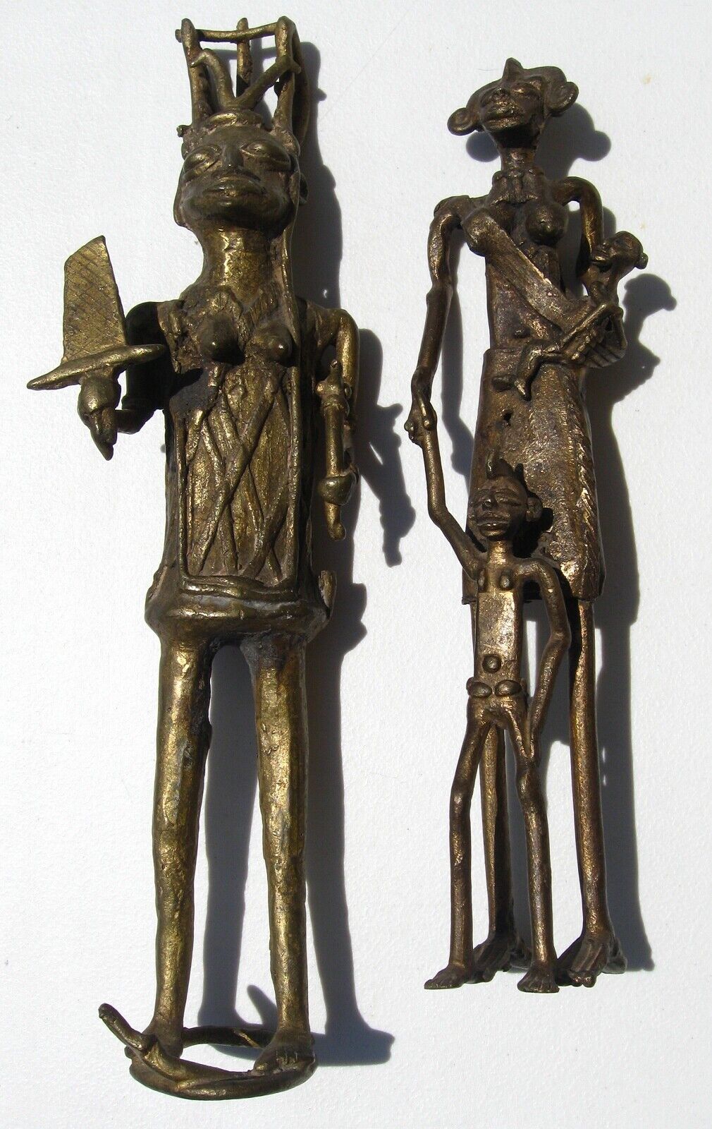 Vintage West African-Benin Brass Sculpture Fertility Set, Late 19th Century