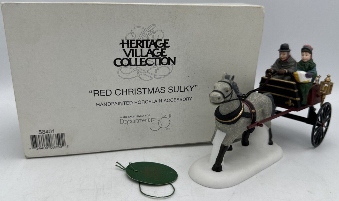 Department 56 Red Christmas Sulky Heritage Village Figure #58401 Vintage