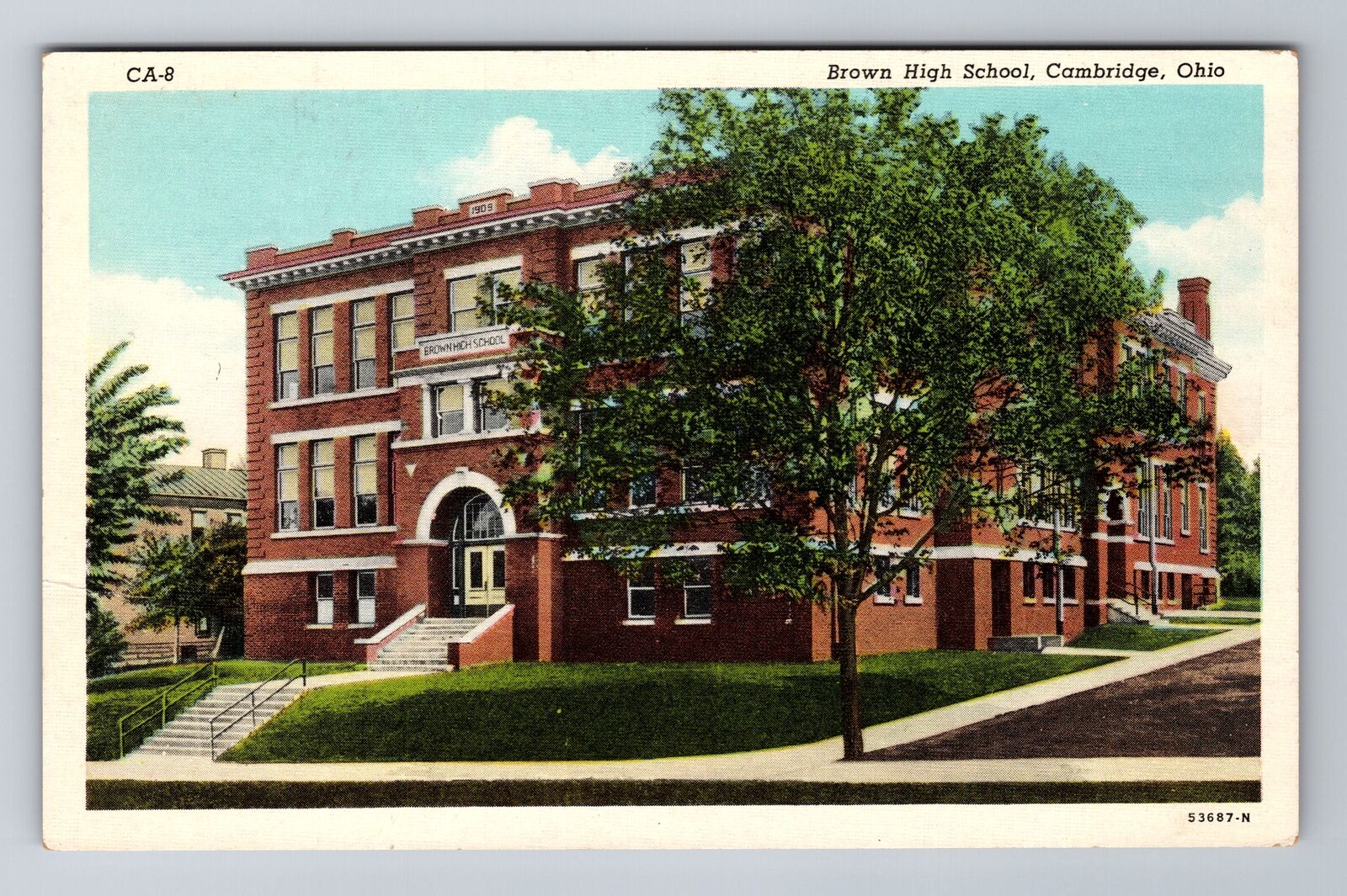 Cambridge OH-Ohio, Brown High School, Antique Vintage Souvenir Postcard