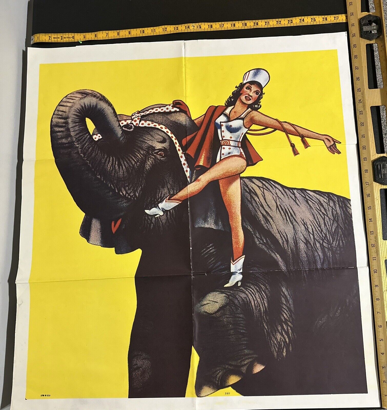 Original Elephant Circus Performer Poster 28x30
